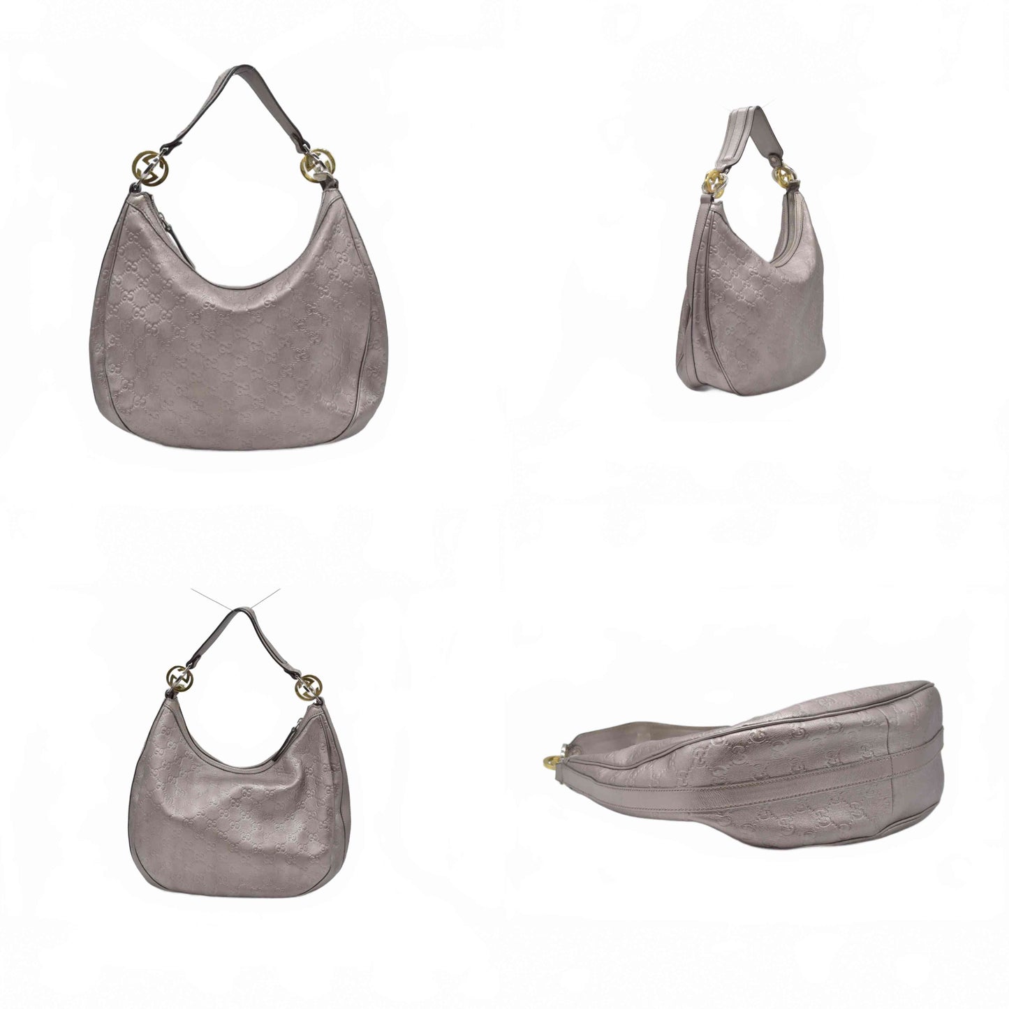 Gucci Metallic Guccissima Medium GG Twins Hobo Mauve