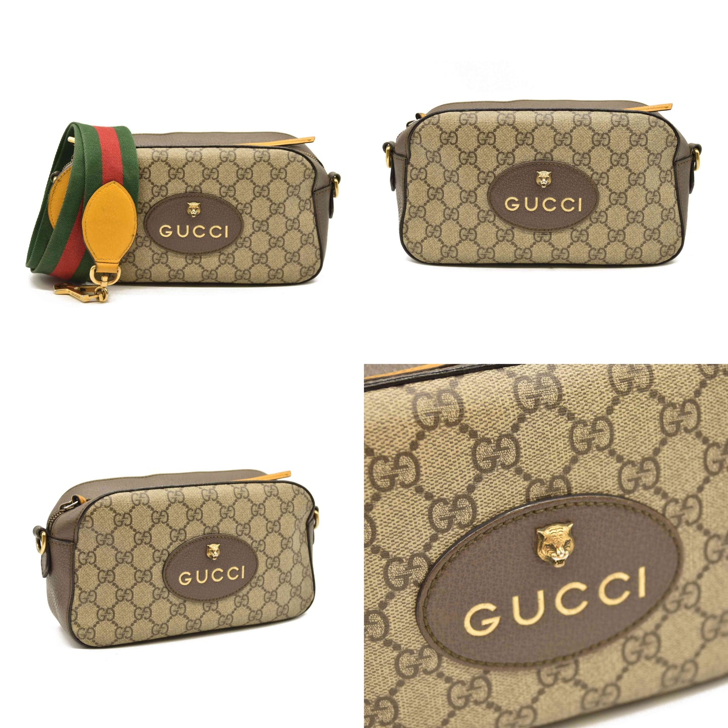 Gucci  GG Supreme Monogram Web Neo Vintage Shoulder Bag Beige New Acero Crop