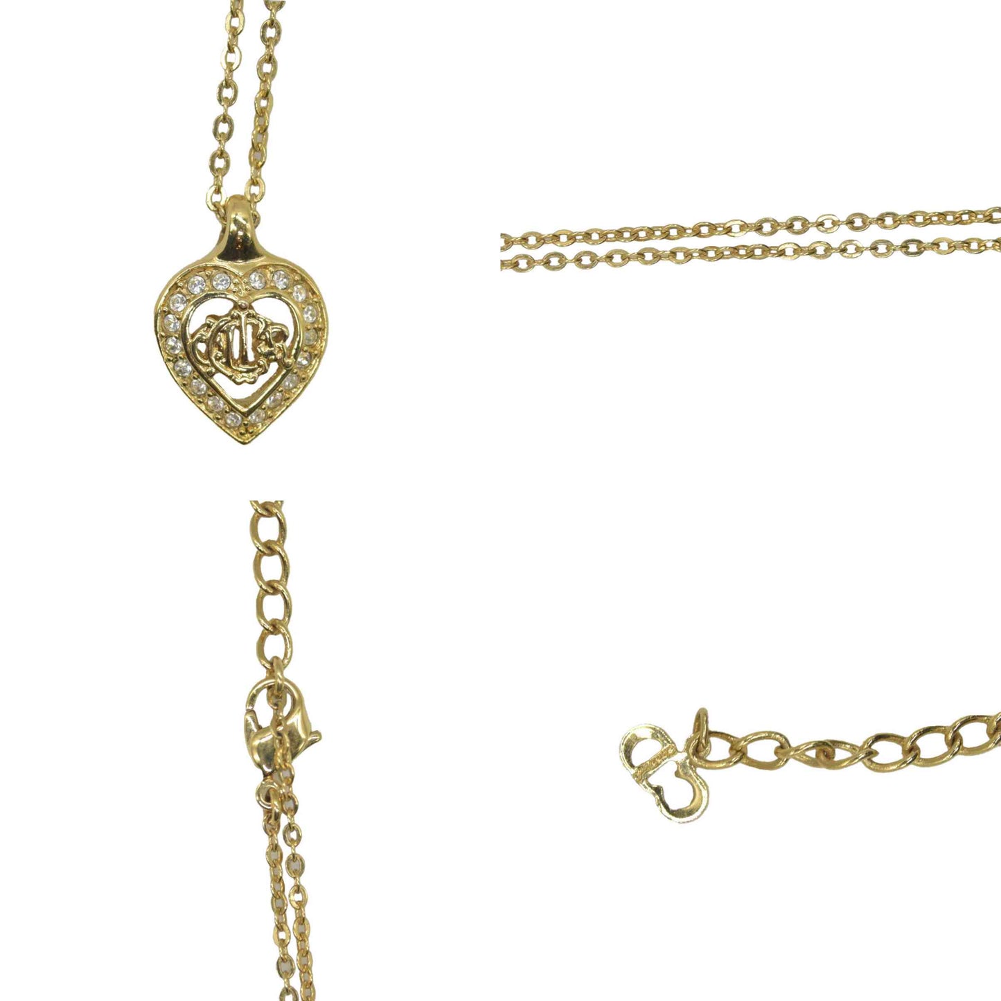 $350 Christian Dior  Vintage Crystal Crest Heart Pendant Necklace CONSIGNMENT