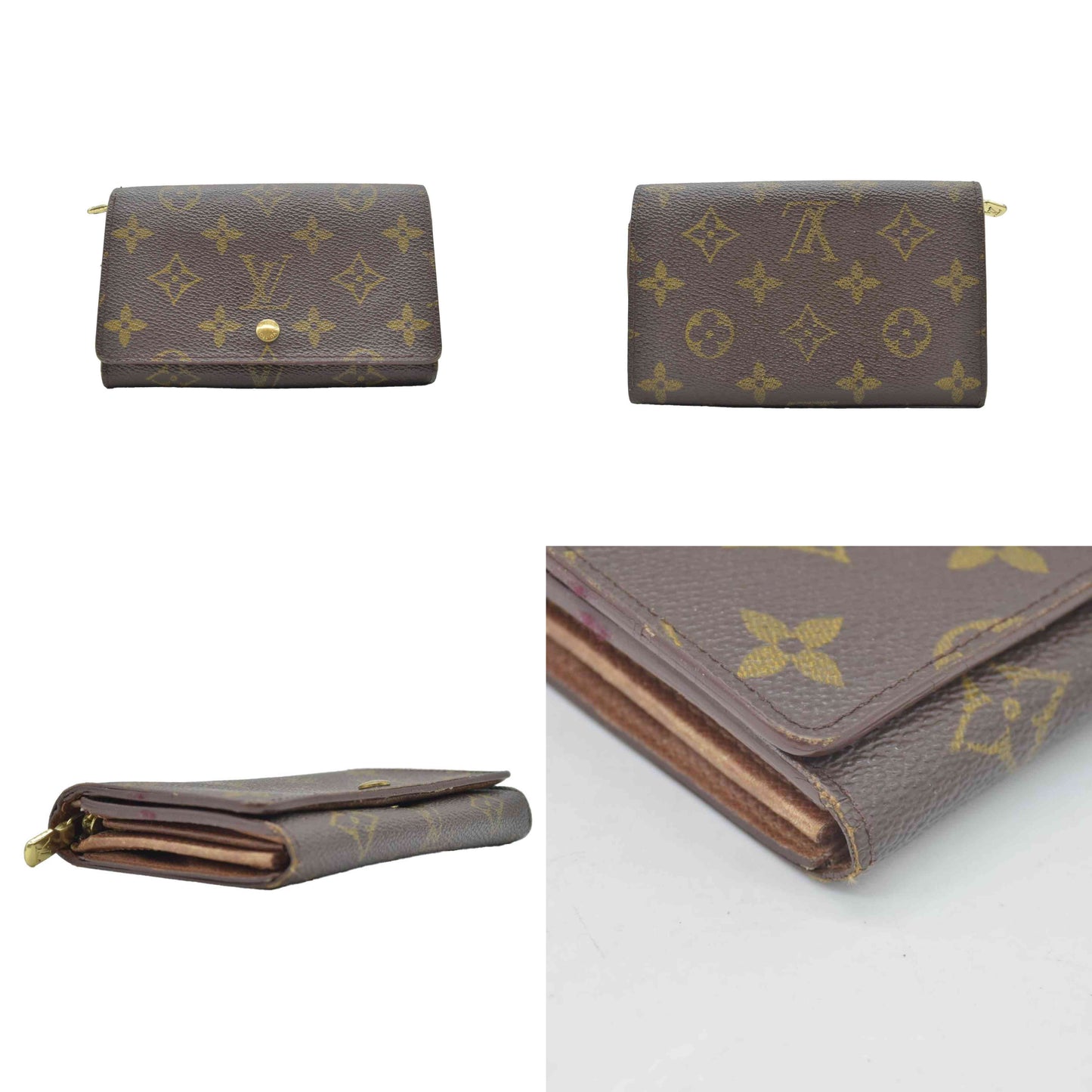 $560 Louis Vuitton Monogram Porte Monnaie Billets Tresor Bifold Wallet RA0915