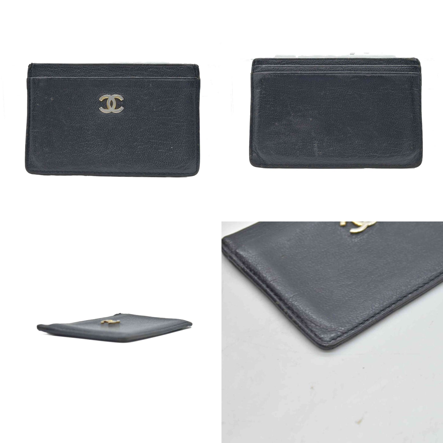 $575 Chanel Smooth Leather CC Card Holder Black CONSIGNMENT
