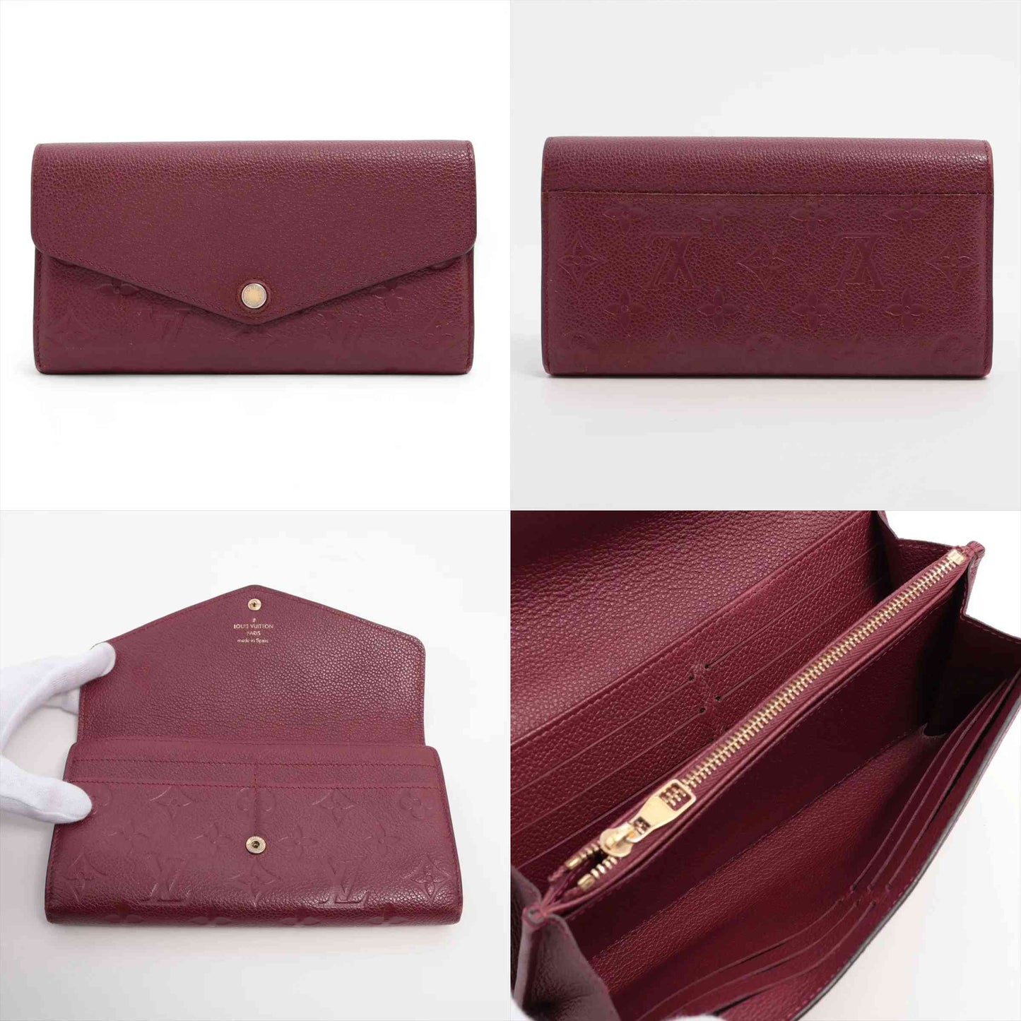 $1030 Louis Vuitton Empreinte Sarah Wallet NM Raisin Long Wallet