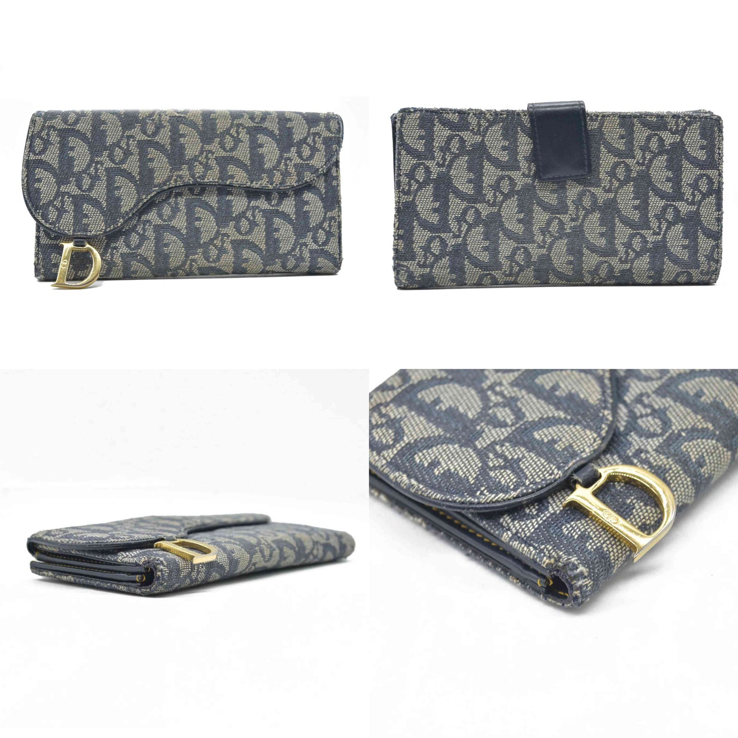 $680 Christian Dior Monogram Saddle Wallet Navy CONSIGNMENT