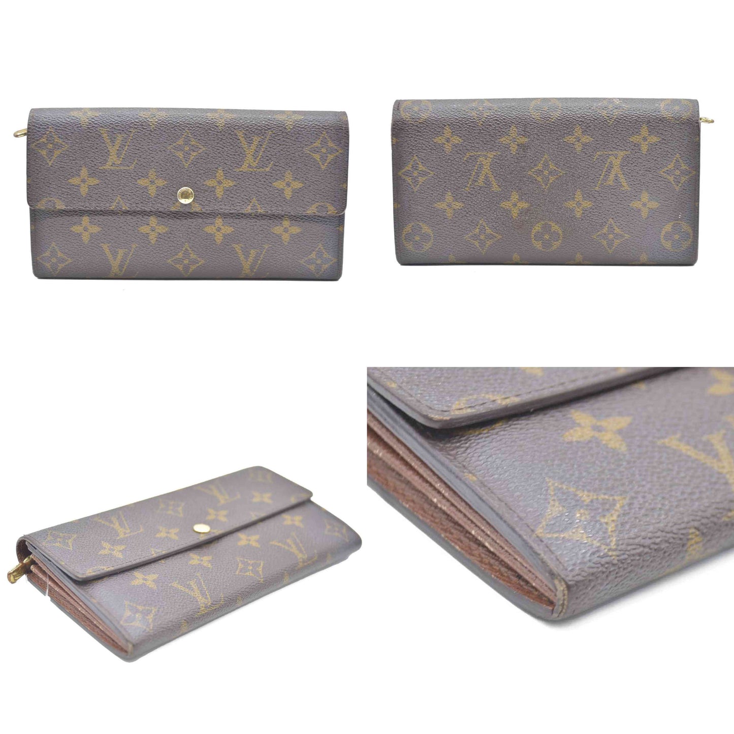 Louis Vuitton Monogram Portefeiulle Sarah Long Bifold Wallet Brown SD2122