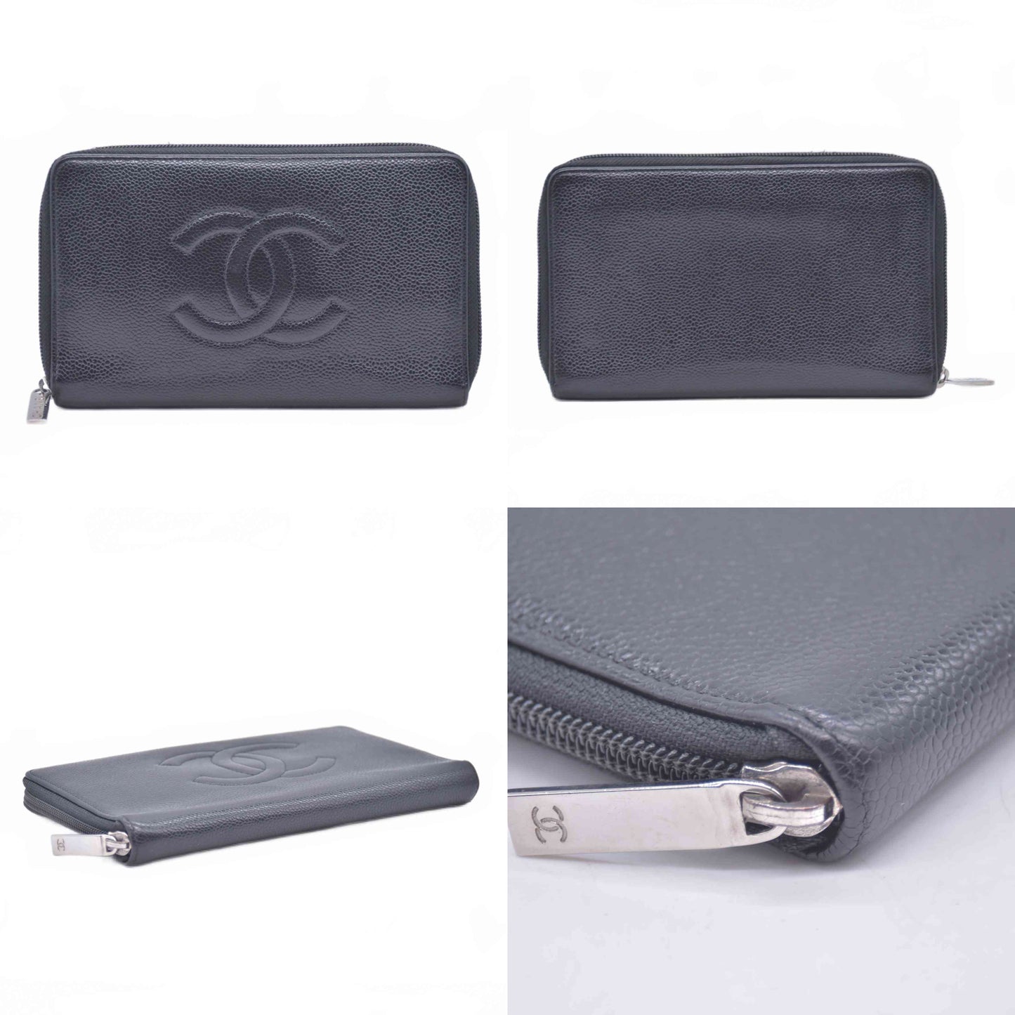 $1150 2012 CHANEL Caviar Large Timeless CC Zip Around Organizer Wallet CONSIGNMENT