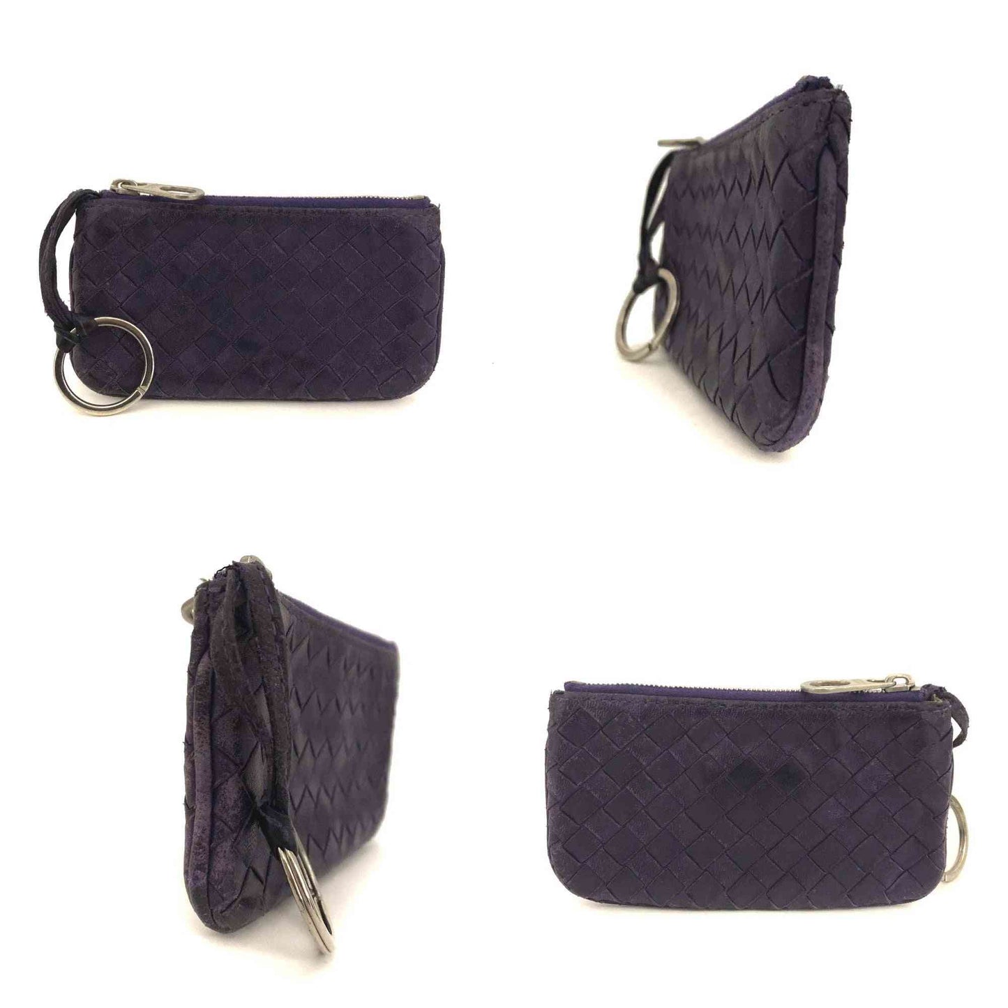 $650 Bottega Veneta Intrecciato Lambskin Coin Purse Wallet Purple