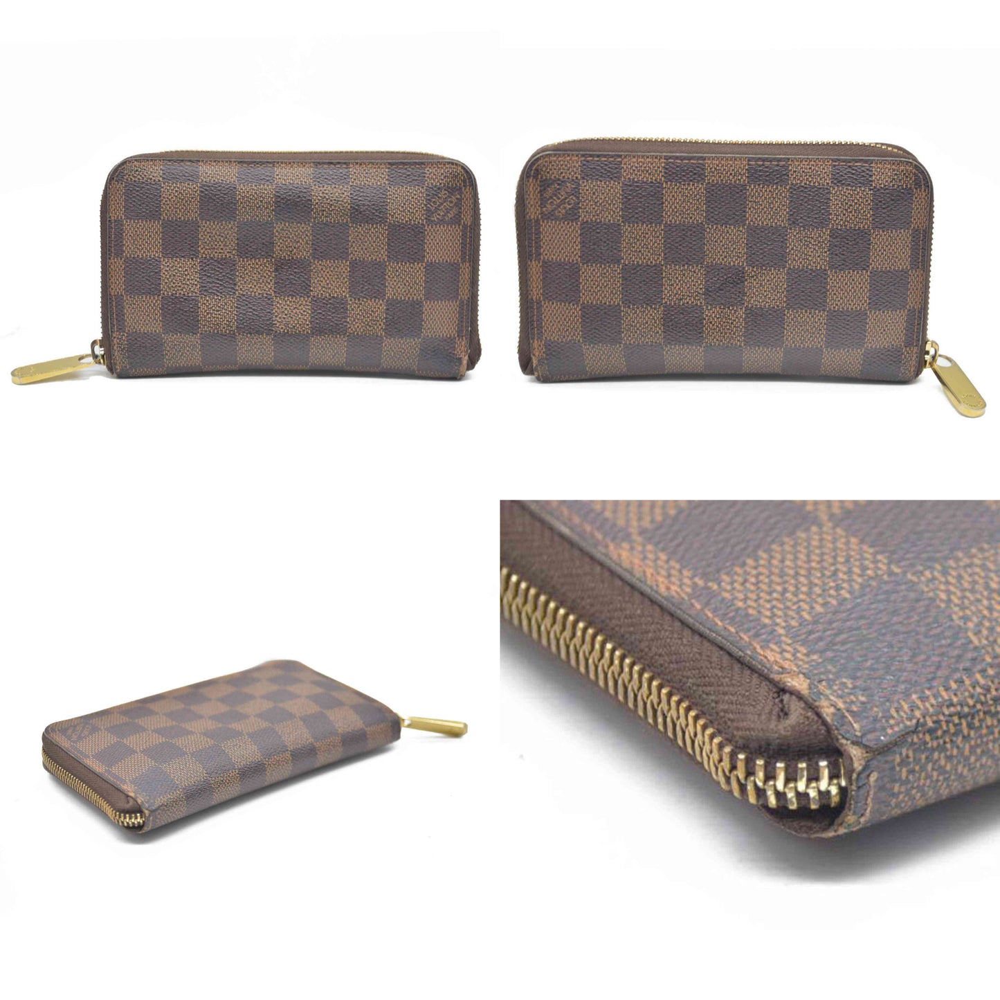 Louis Vuitton Damier Zippy Zip Compact Around Wallet Purse Brown MI1132 $720