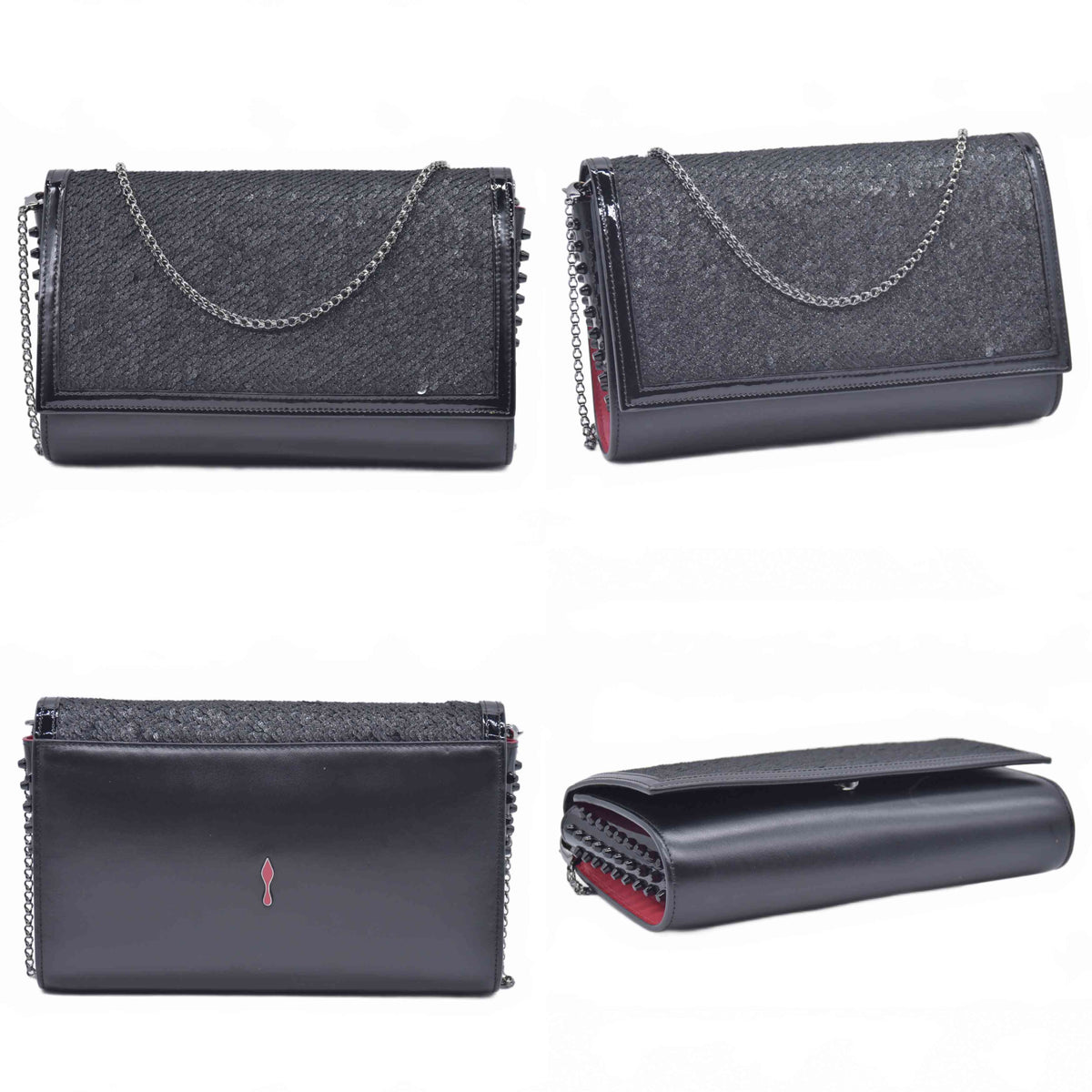 $1590 Christian Louboutin Paloma black sequin clutch