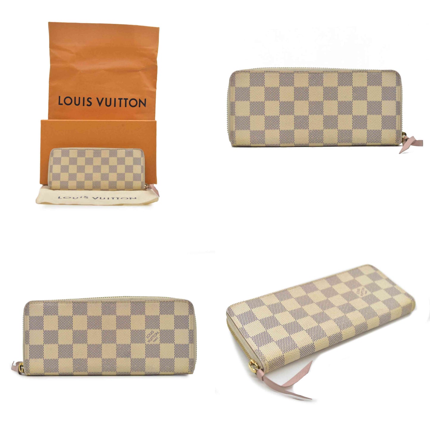 LOUIS VUITTON Damier Azur Clemence Wallet Rose Ballerine SD3129