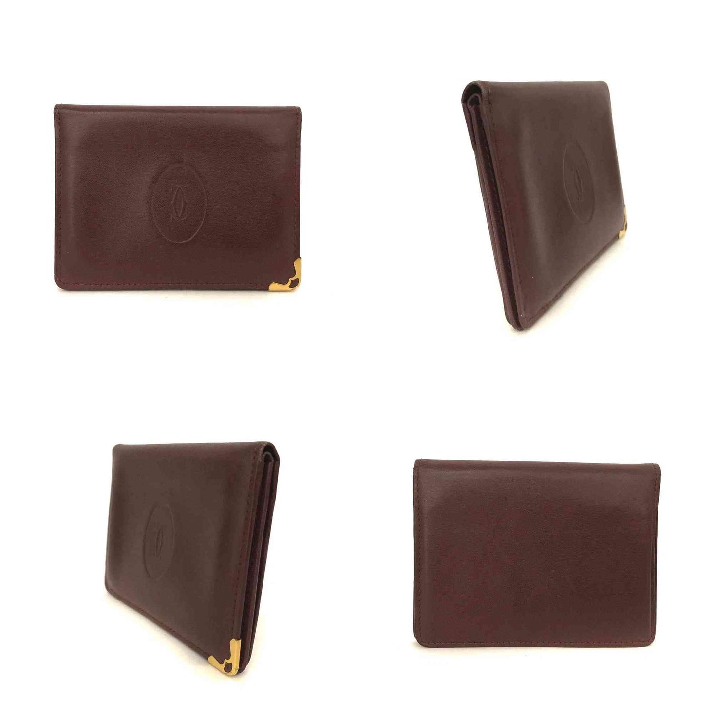 $390 Must de Cartier Leather Card Case Bordeaux