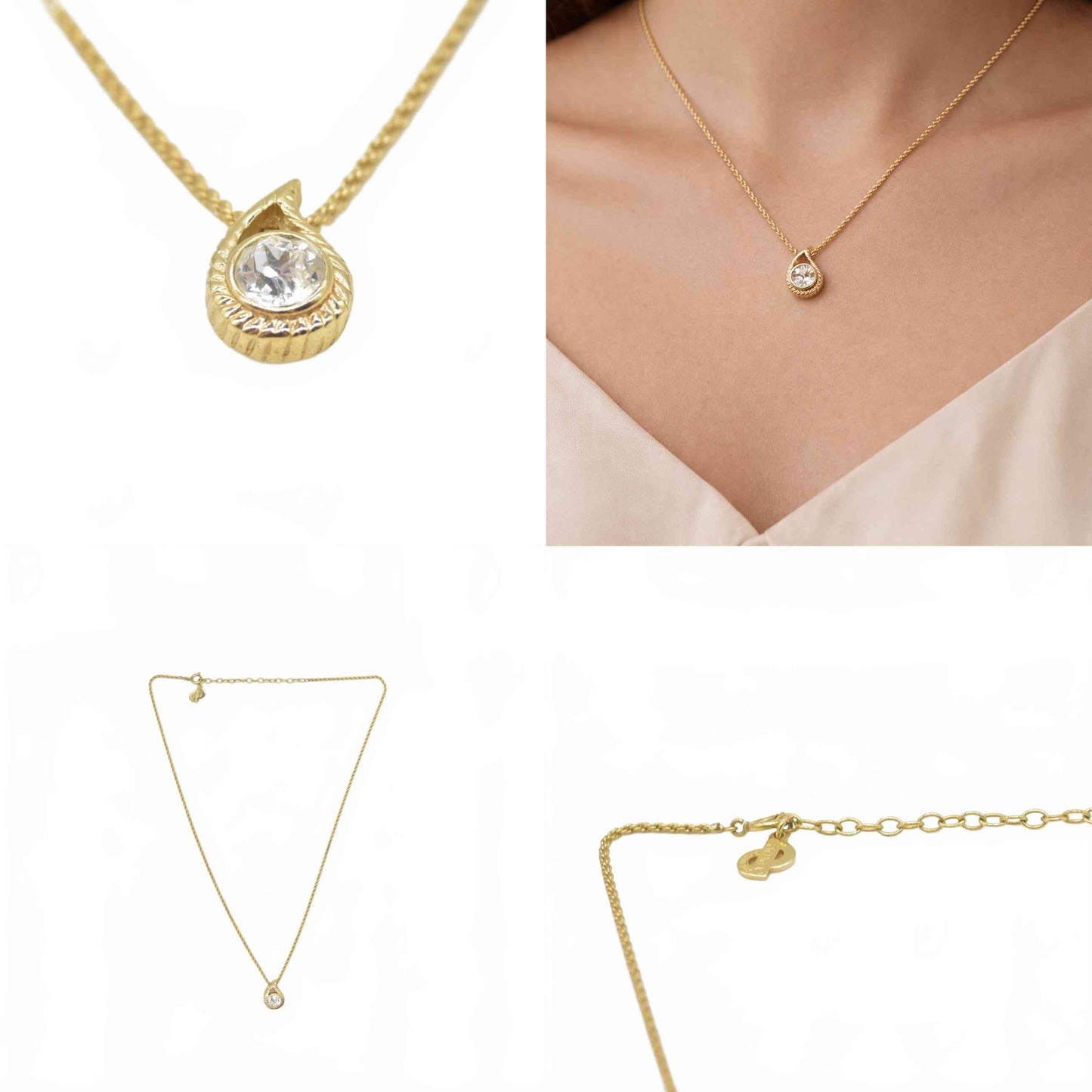 $410 Christian Dior Vintage Crystal Teardrop Pendant Necklace