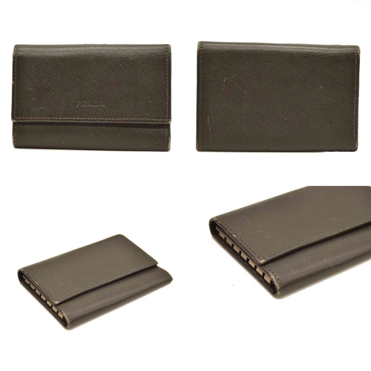 PRADA Saffiano Leather 6 Ring Key Case Brown