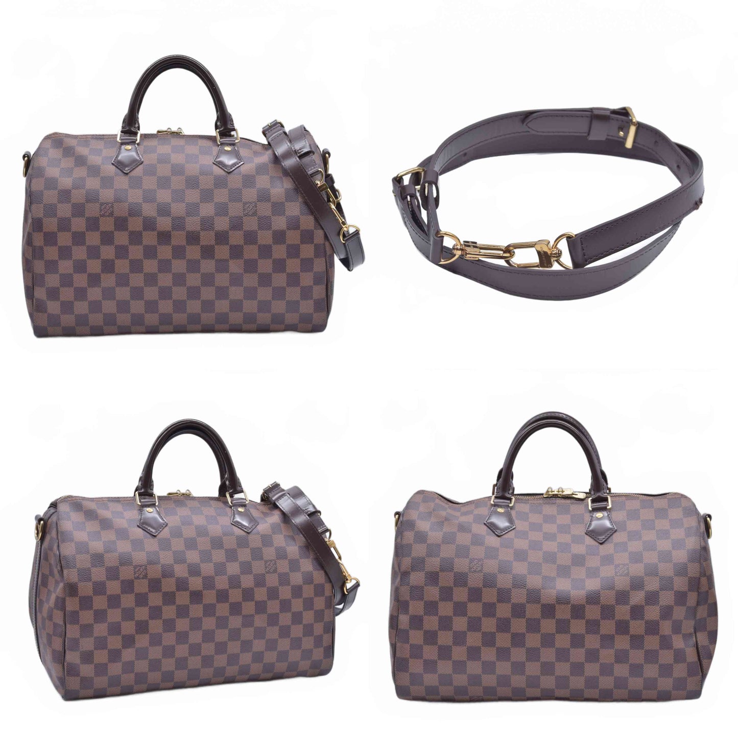 $2150 2018 Louis Vuitton Damier Ebene Speedy Bandouliere 35 SD4178