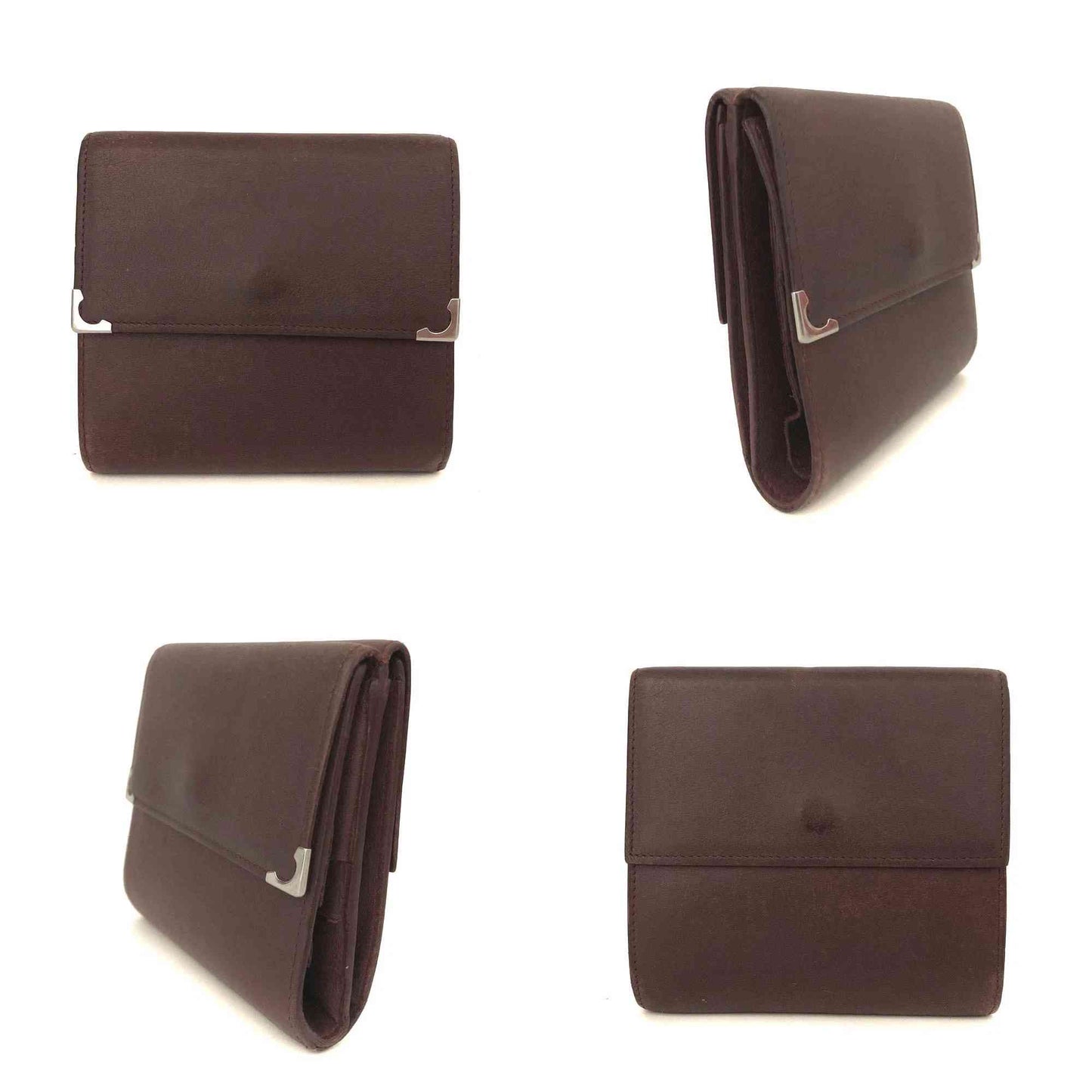Must de Cartier Leather Trifold Wallet Purse Bordeaux