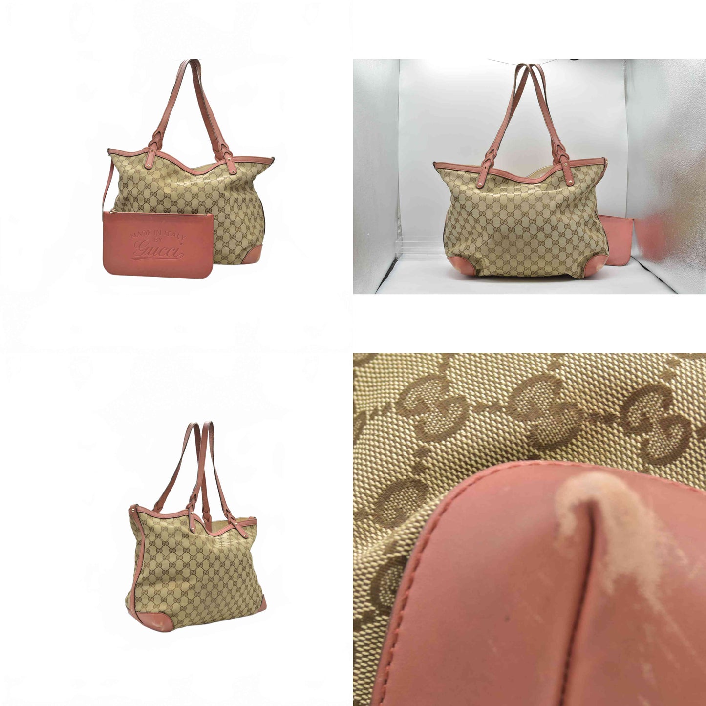 $1040 Gucci Monogram Medium Craft Tote Red