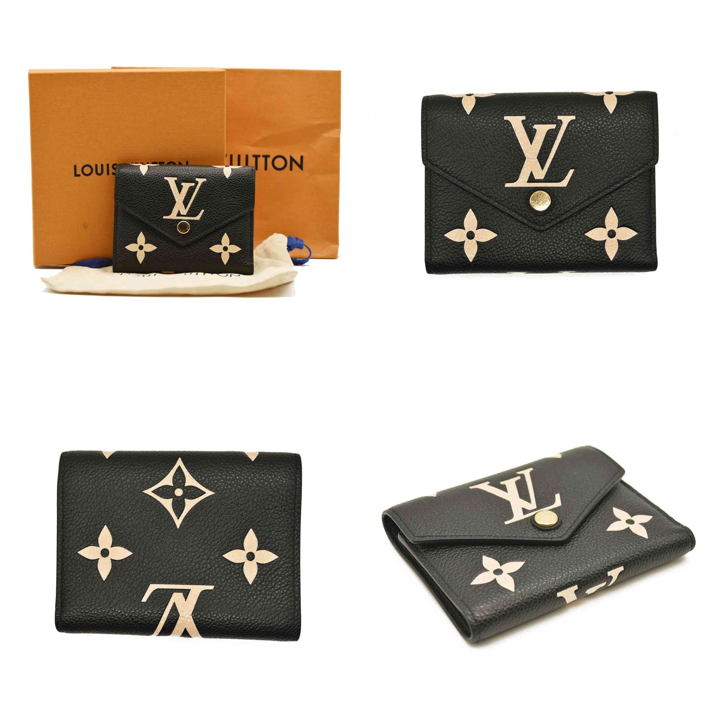 LOUIS VUITTON  Empreinte Monogram Giant Victorine Wallet Black Beige RFID