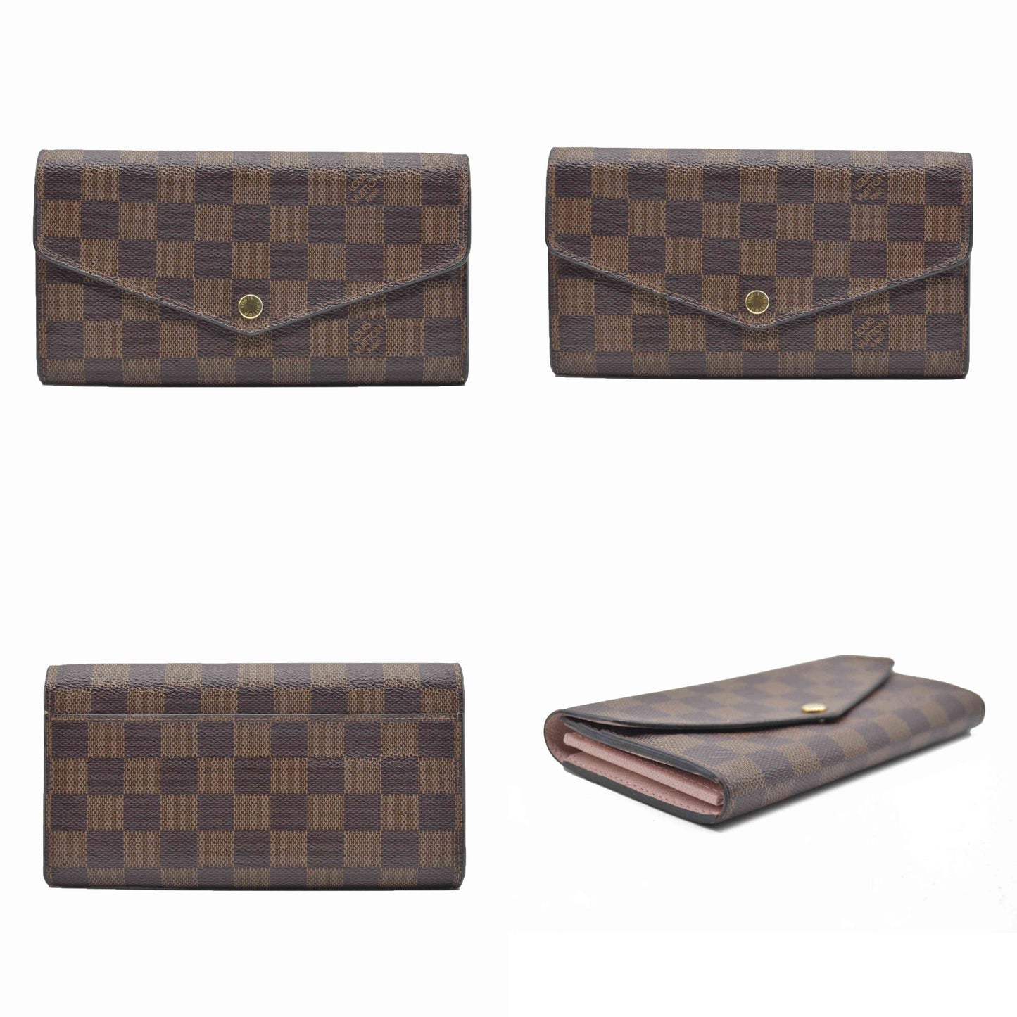 $775  LOUIS VUITTON Damier Ebene Portefeuille Sarah Long Wallet CA0270