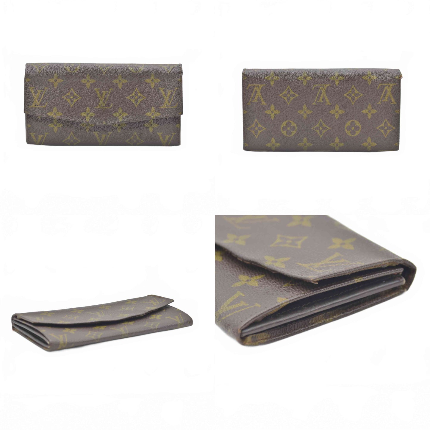 $775 1980s Louis Vuitton Monogram Long Sarah Wallet Brown