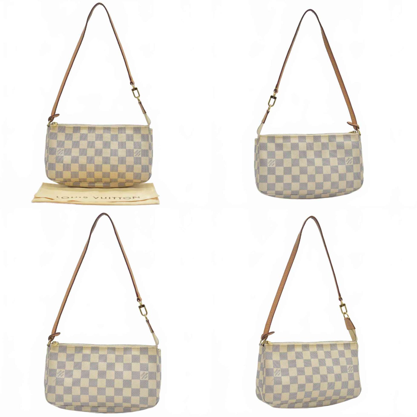 $1220 2020 Louis Vuitton Damier Azur Pochette Accessories NM MB4250