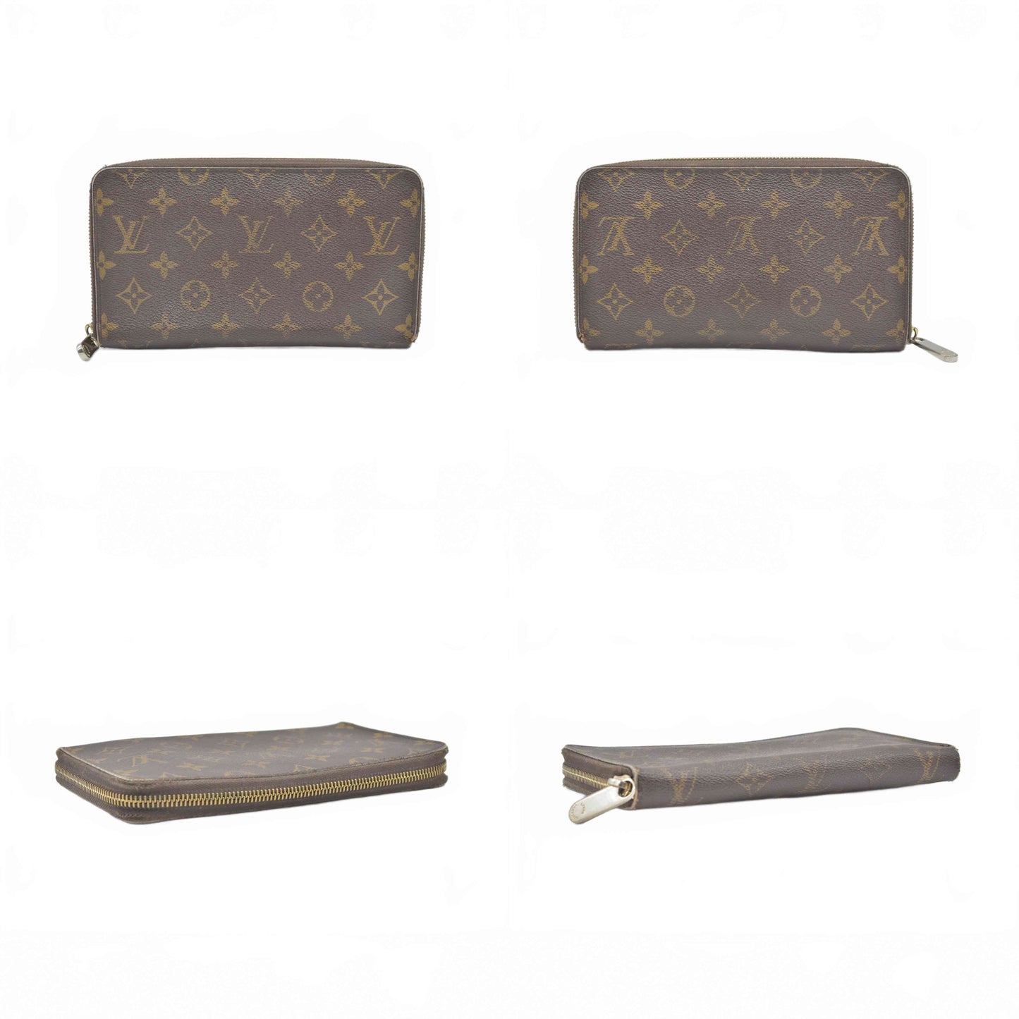 $1060 Louis Vuitton Monogram Zippy Zip Around Organizer Long Wallet Brown CA4135