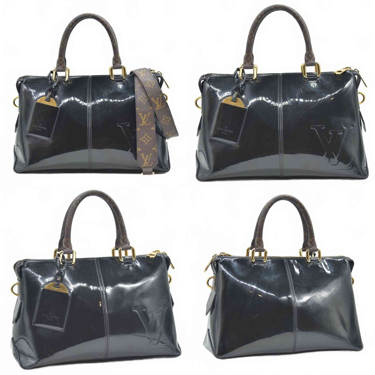 $2270 2018 Louis Vuitton Patent Calfskin Miroir Tote Black SN0188