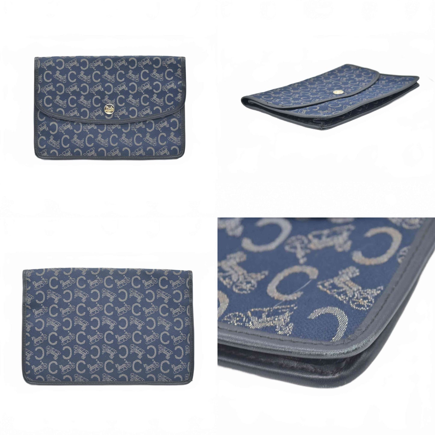 $550 Céline Vintage Monogram Clutch Navy & White – Consignment