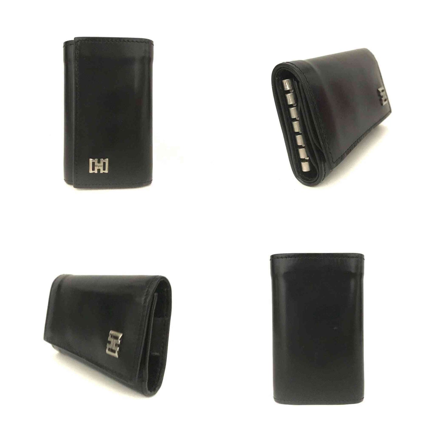 Salvatore Ferragamo Gancini Leather 6 Ring Key Case Black