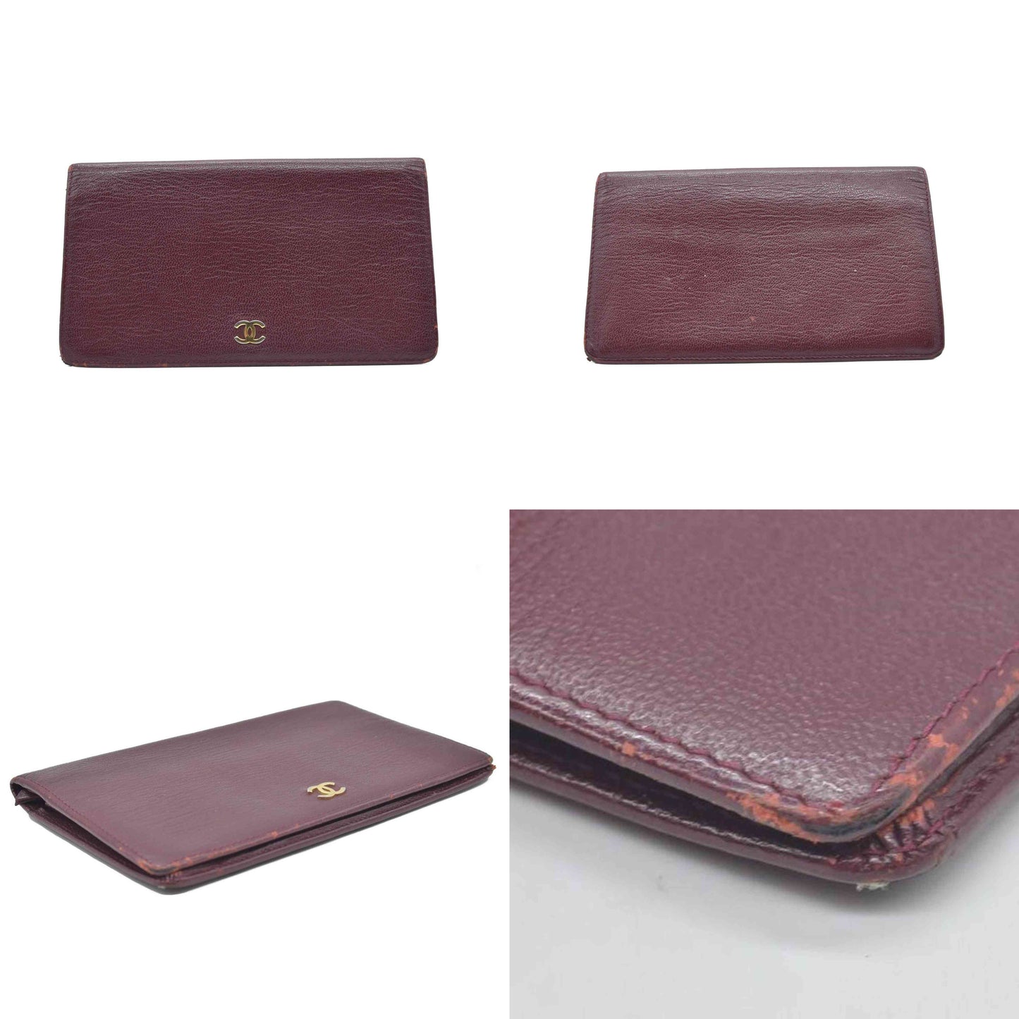 $925 Chanel  Interlocking CC Logo Wallet Burgundy CONSIGNMENT