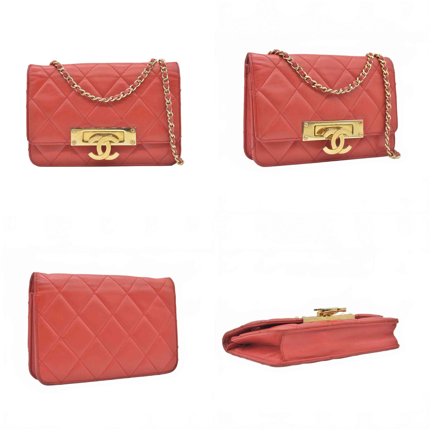 $3495 Chanel  Golden Class Wallet On Chain 2015 Red