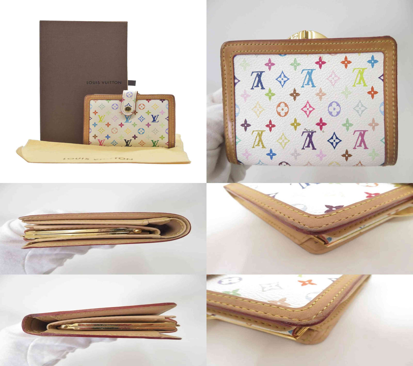 $750 LOUIS VUITTON Monogram Multicolor French Kisslock Wallet TH0055 2005