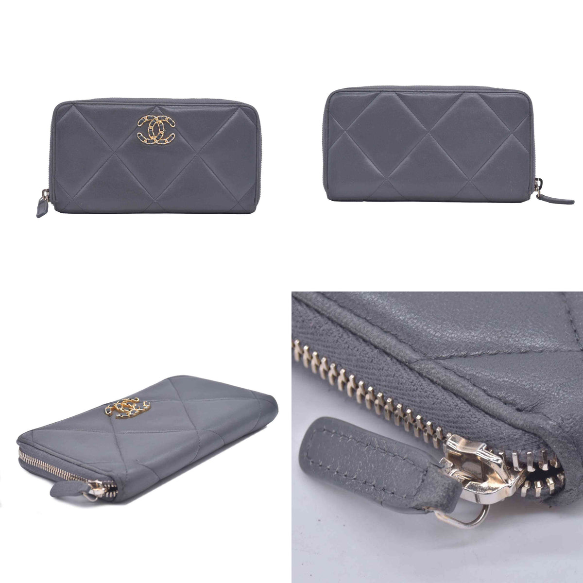$1550 2021 Chanel Quilted 19 Long Zipped Around Wallet