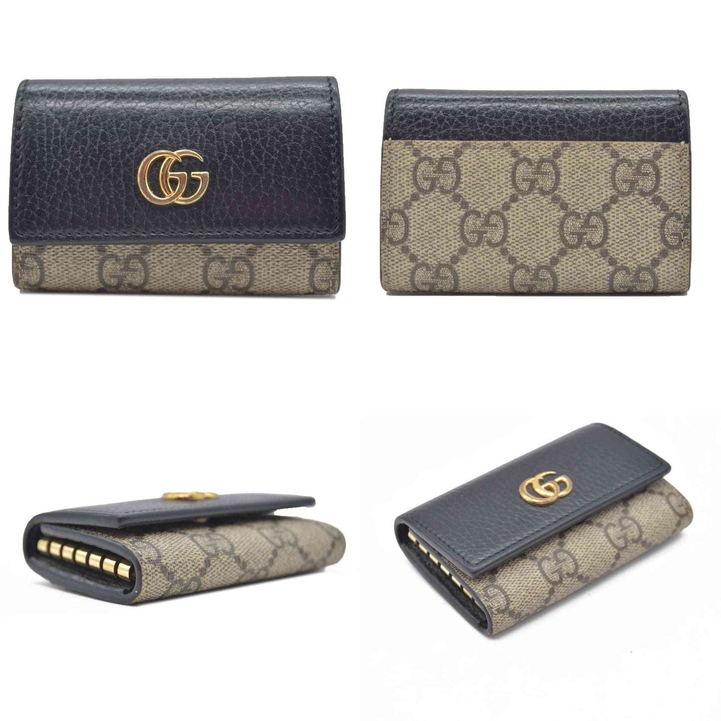 $550 GUCCI GG Supreme Marmont PVC Patent Leateher 6 Ring Key Case