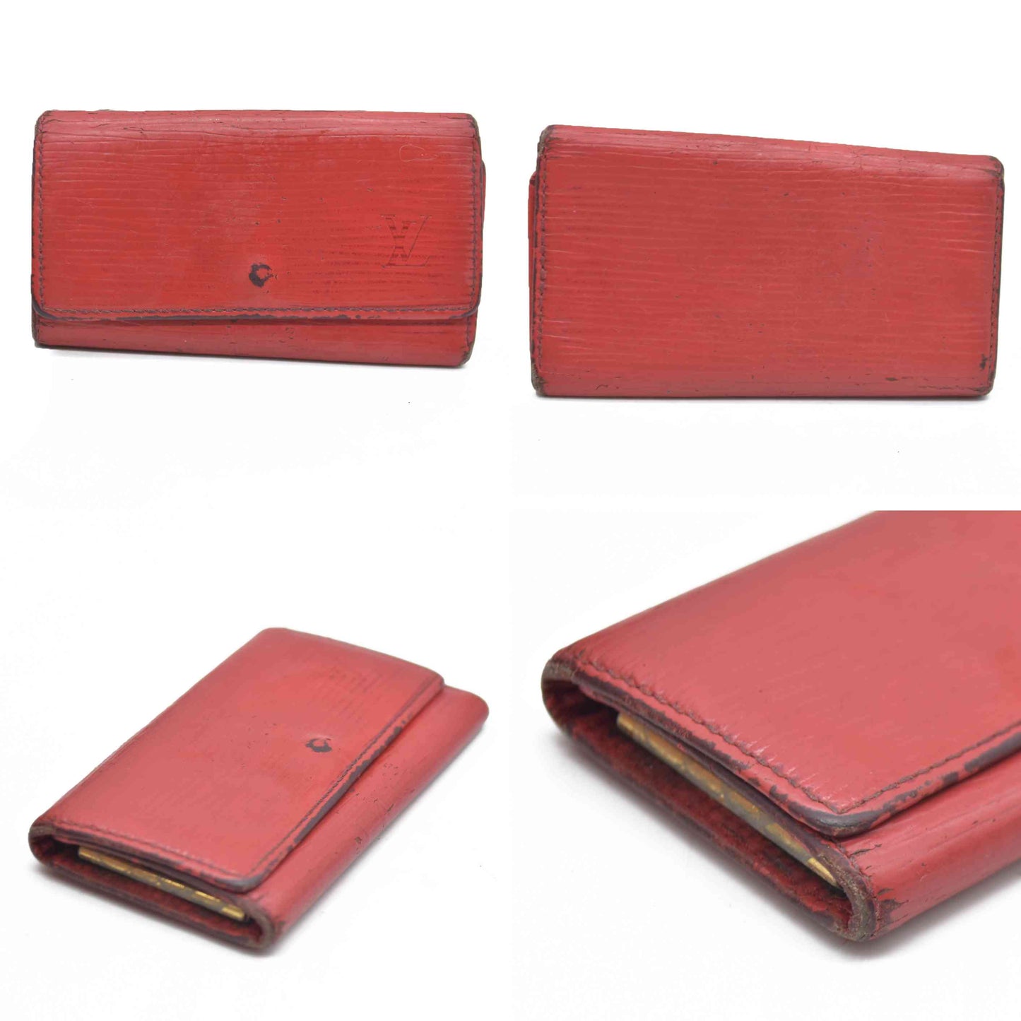 AUCTION $320 Louis Vuitton Epi Multicles Leather 4 Ring Key Case Red CA0973