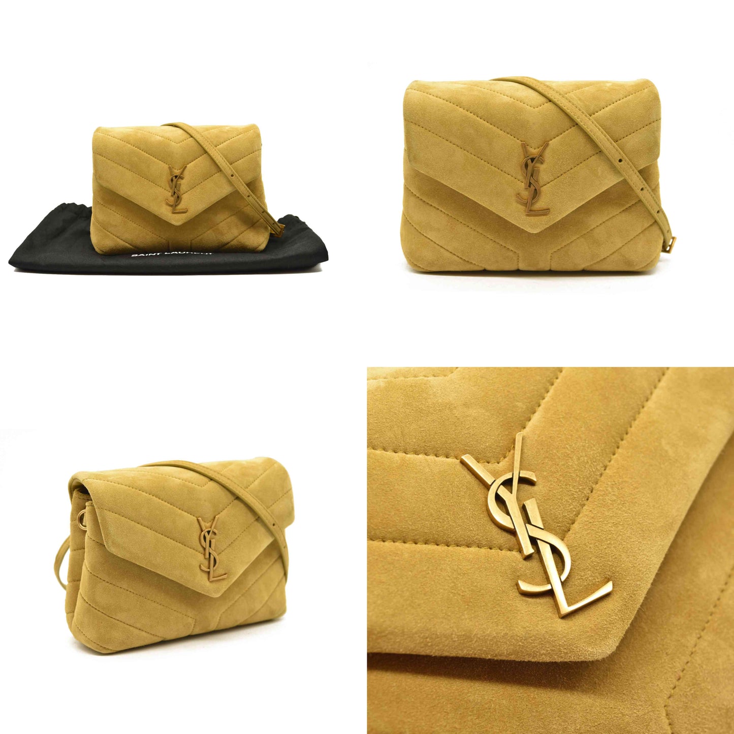 Saint Laurent  Suede Toy Loulou Shoulder Bag Chartreuse