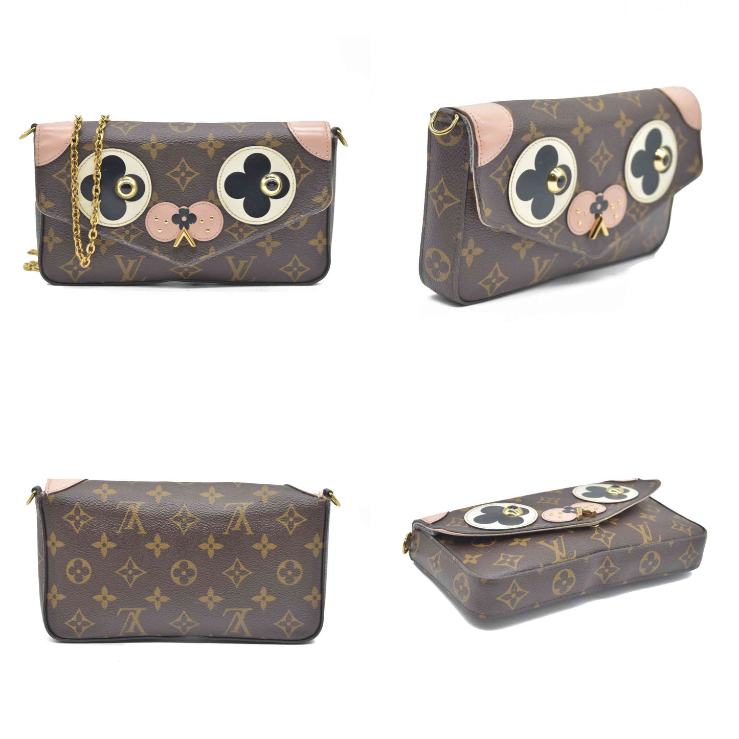 $2350 Louis Vuitton  Monogram Valentine Dog Pochette Felicie Chain Wallet