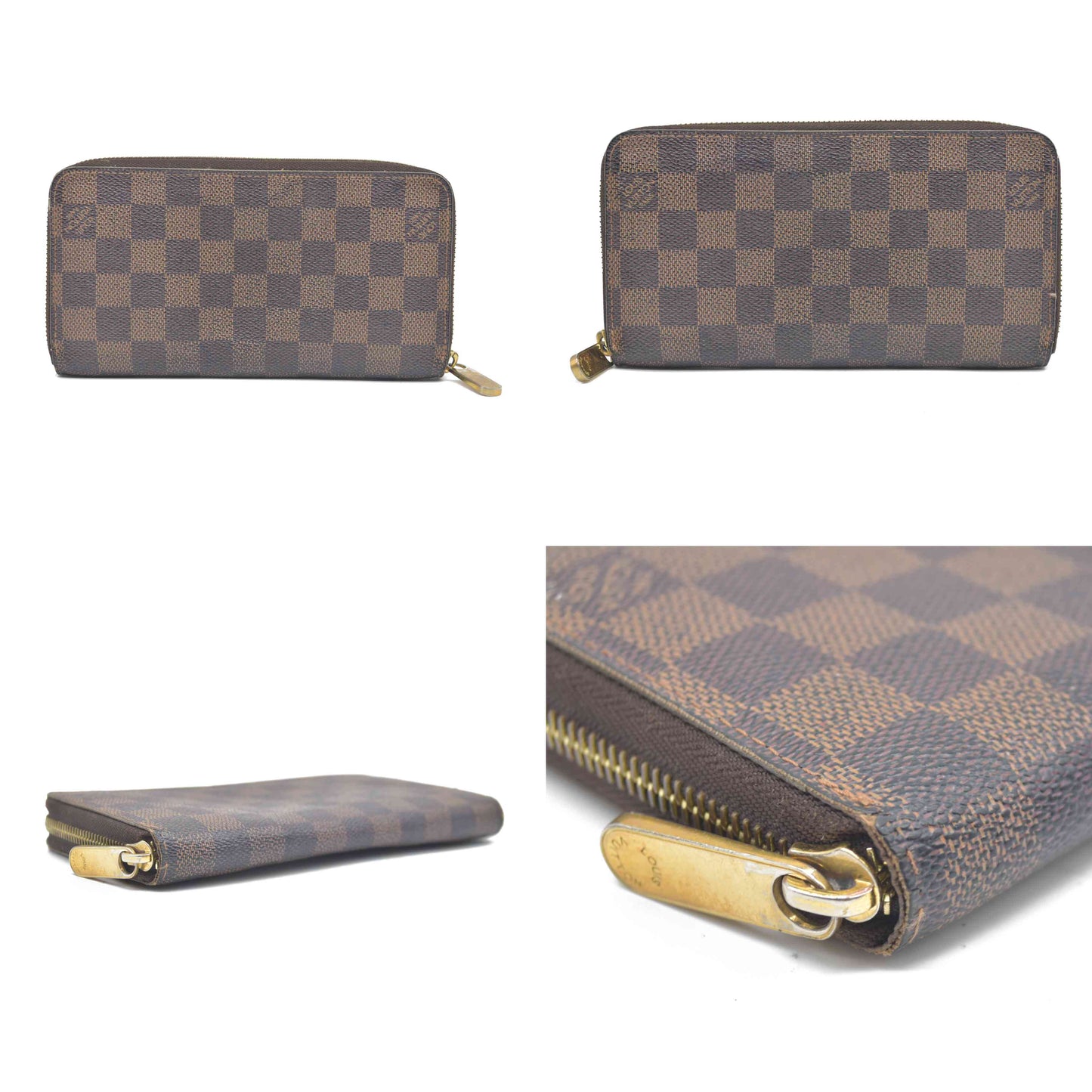 AUCTION $915 Louis Vuitton Damier Ebene Zippy Wallet CA2140 2010