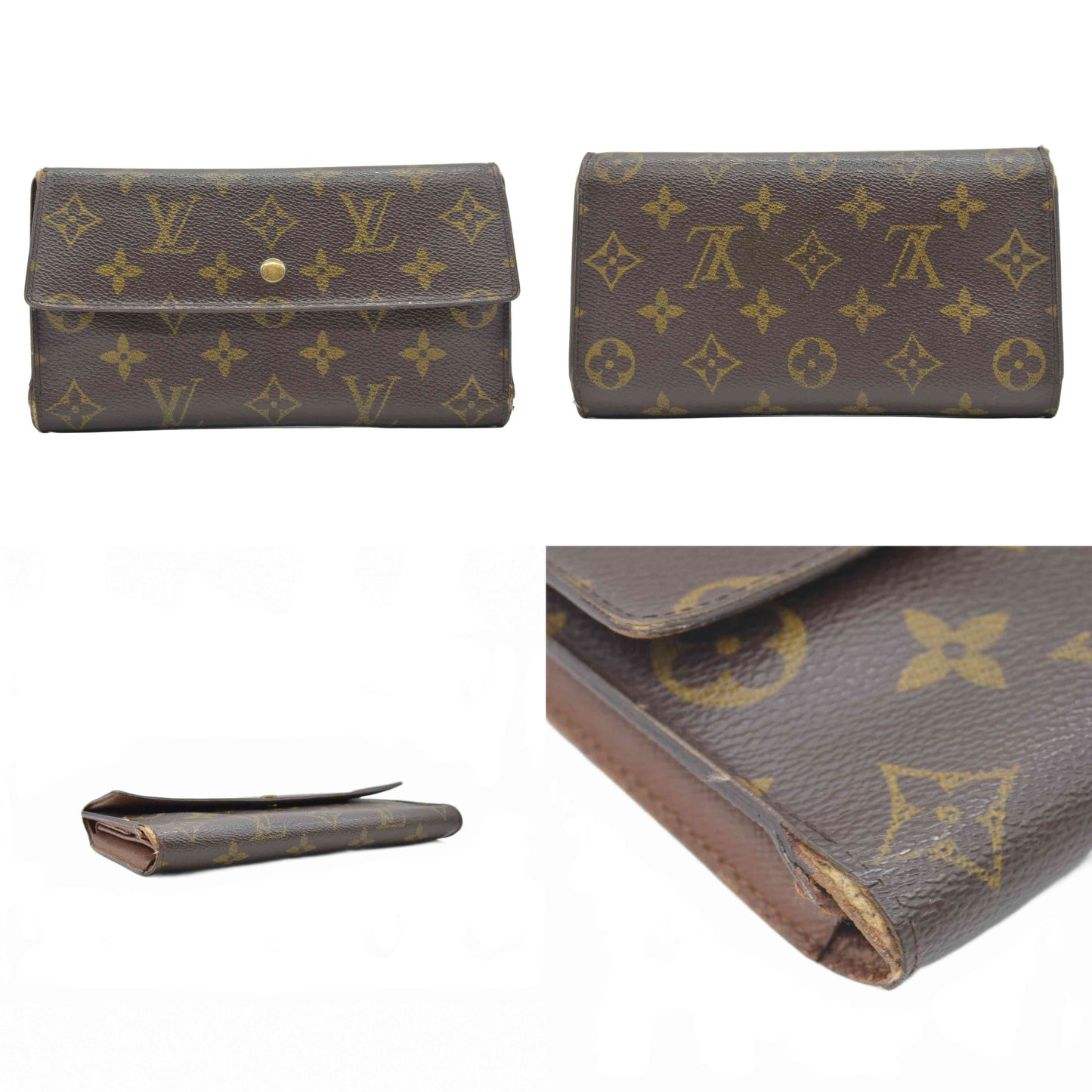 $770 2004 Louis Vuitton Monogram Porte Tresor International Trifold Long Wallet TH0014