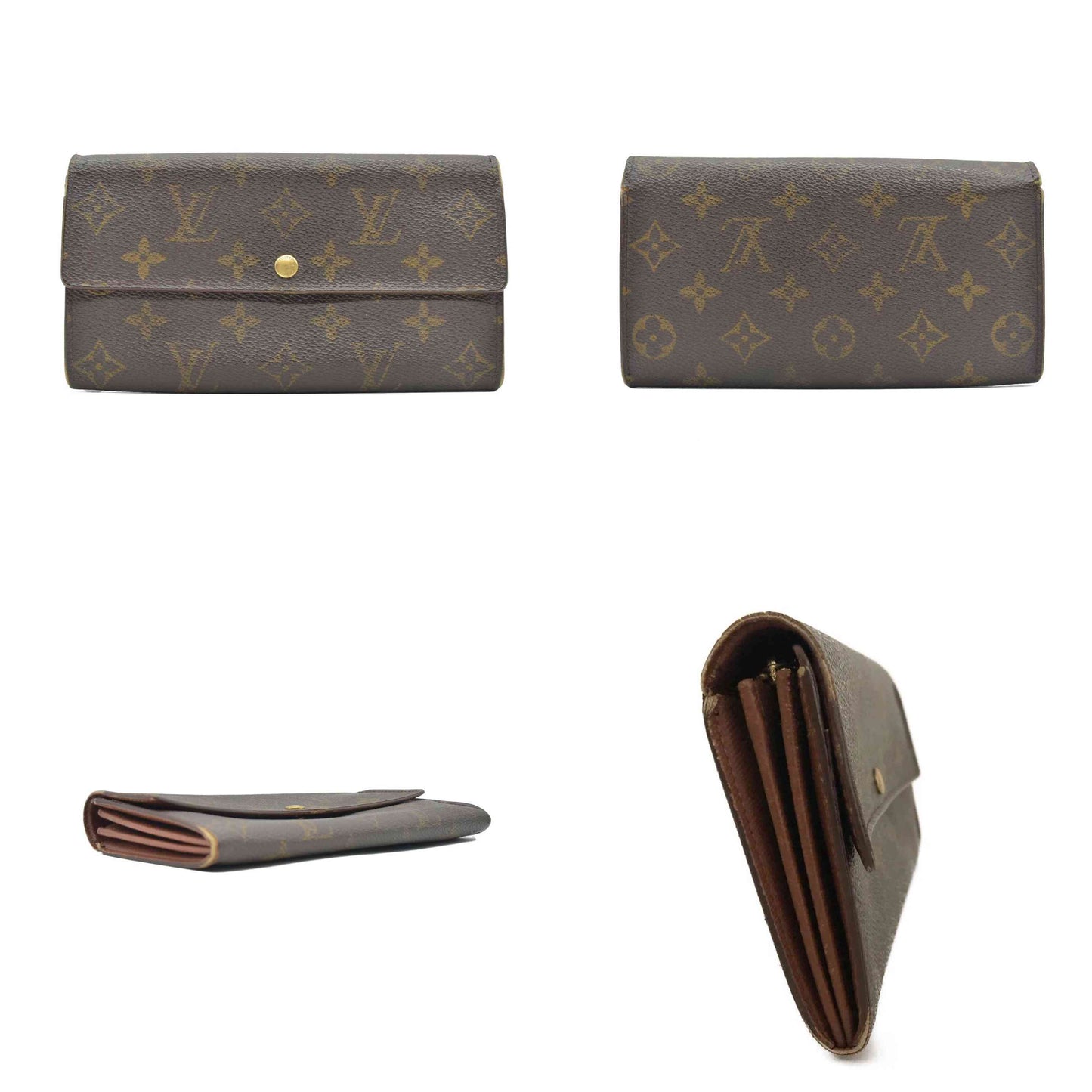 $725 2000 Louis Vuitton Monogram Portefeiulle Sarah Long Bifold Wallet Brown TH1000