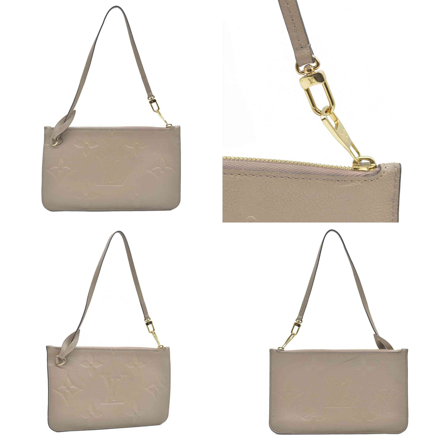 LOUIS VUITTON Empreinte Monogram Giant Neverfull MM Pochette Tourterelle