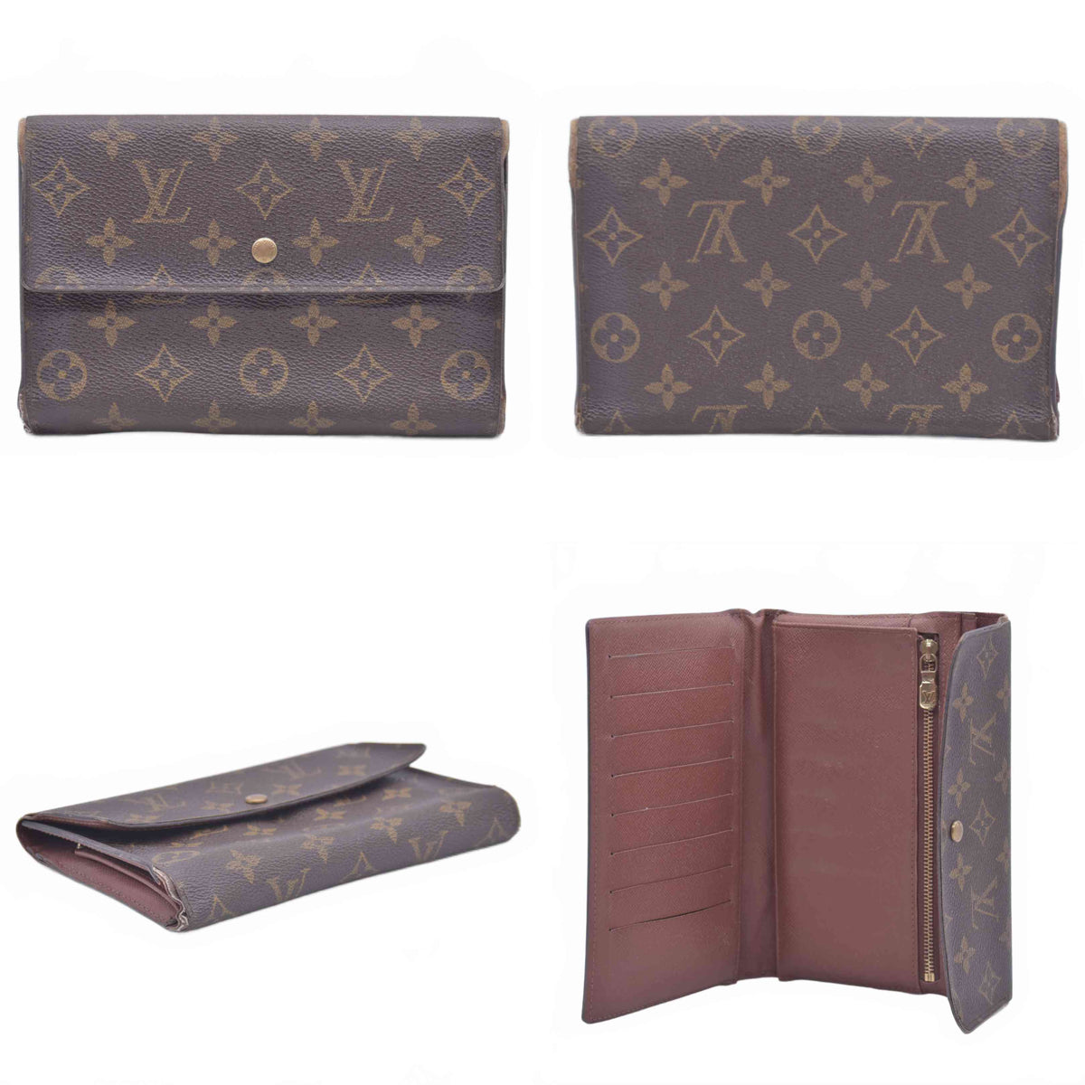 $635 2002 Louis Vuitton Monogram Canvas Pochette Passport Organizer Brown CA0032