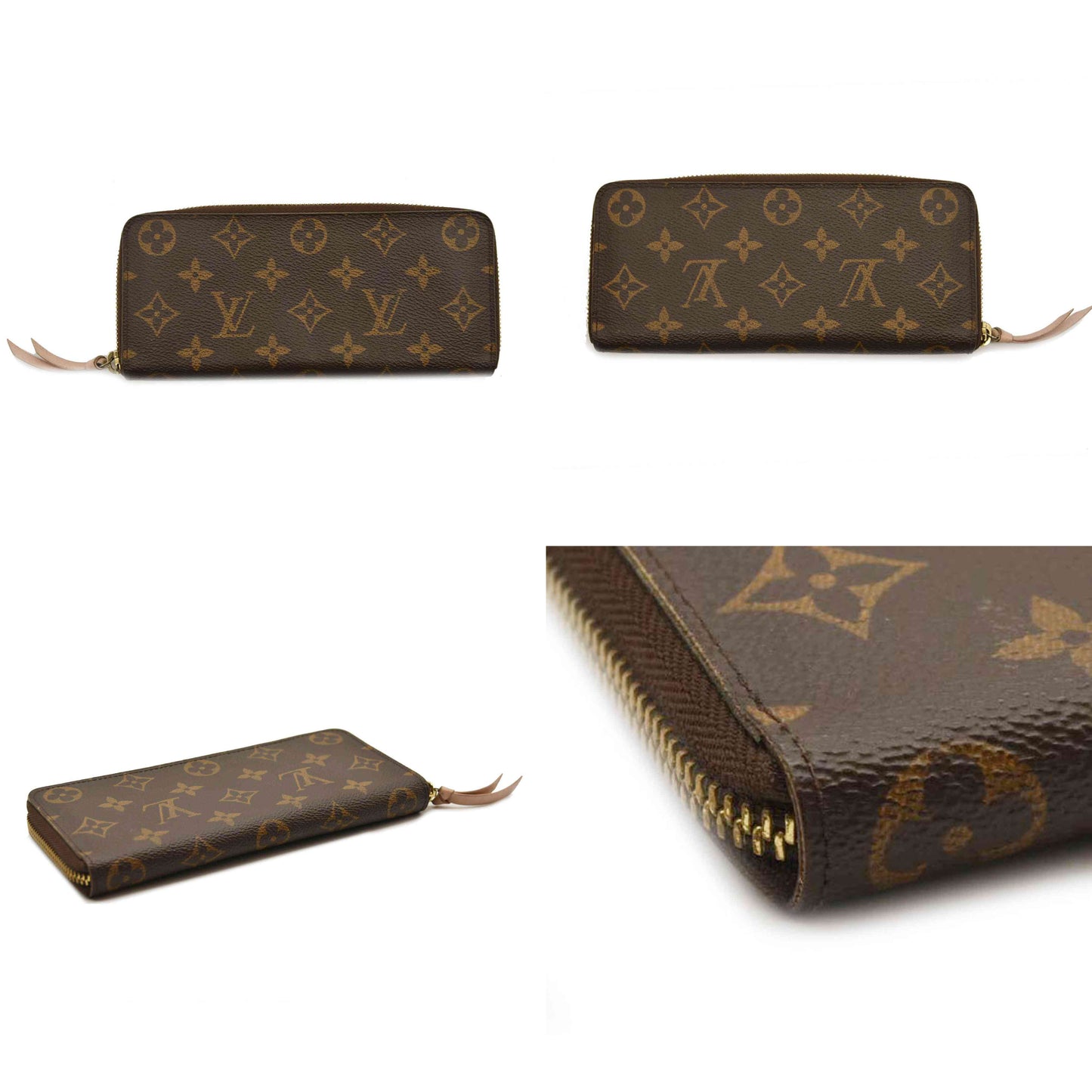 LOUIS VUITTON Damier Ebene Clemence Wallet Rose Ballerine CA0196