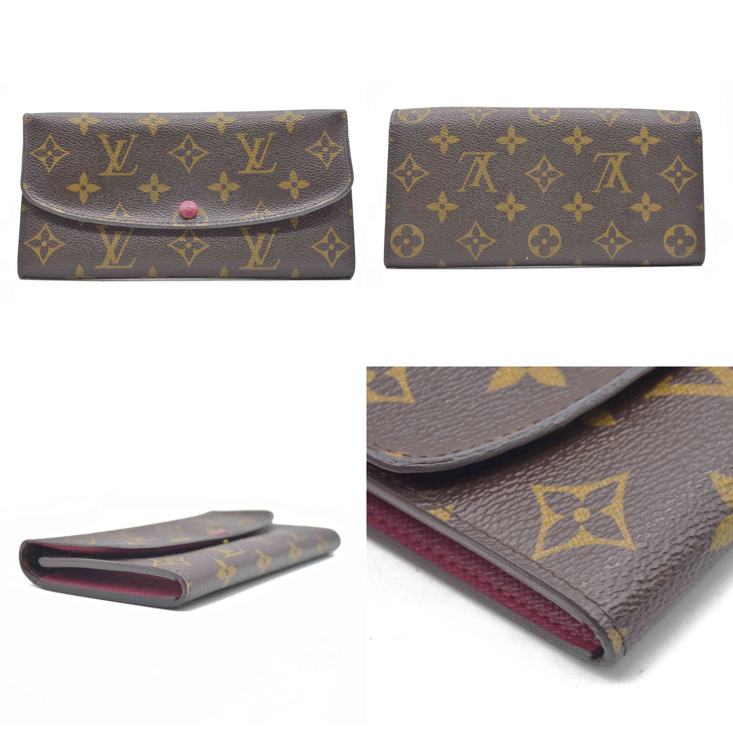$660 Louis Vuitton Monogram Emilie Wallet Fuchsia TA4155 2015 CONSIGNMENT