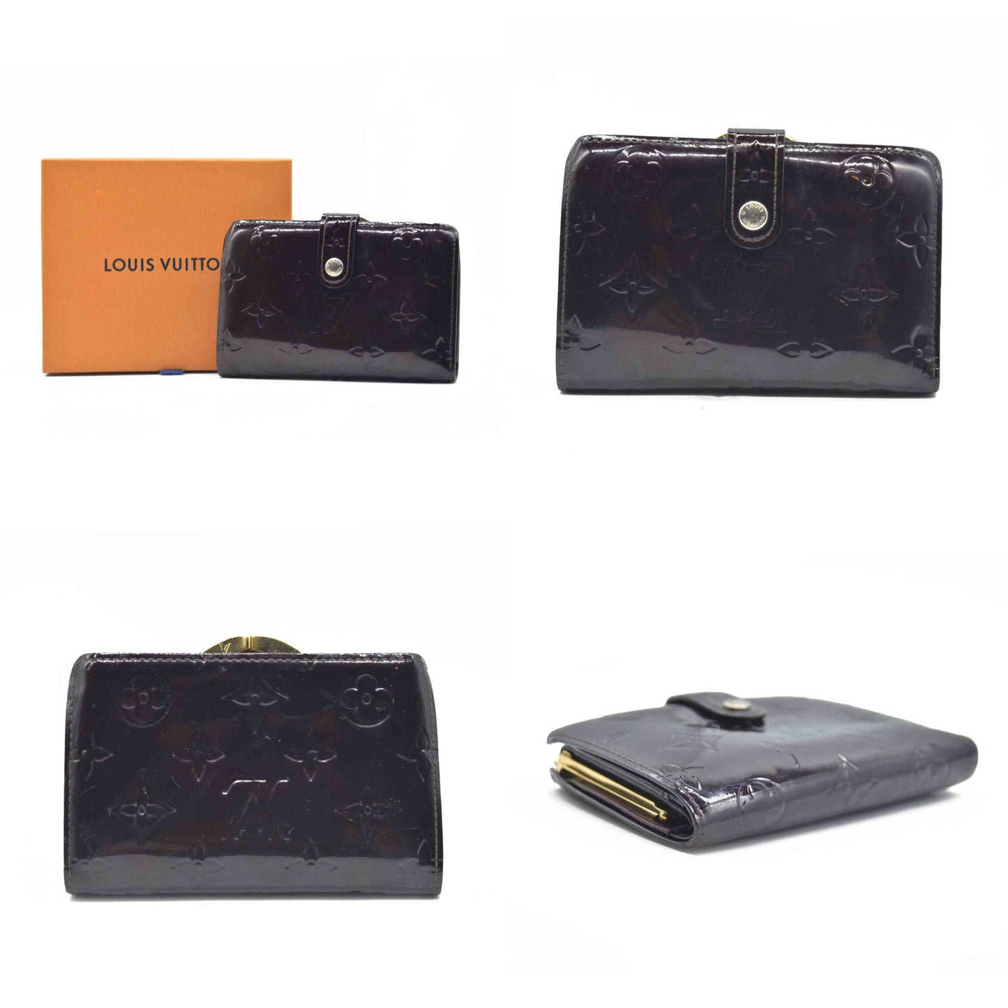 $545 Louis Vuitton Monogram Vernis Porte Monnaie Billets Viennois Wallet MI1028