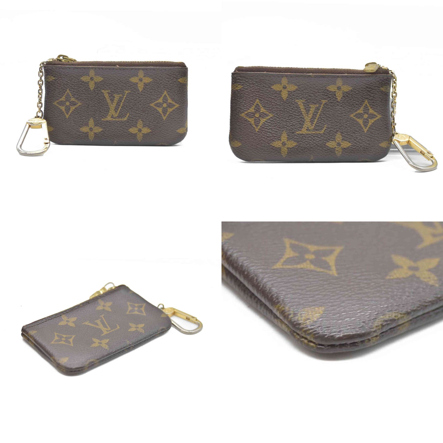 Louis Vuitton Monogram Pochette Cles Wallet Coin Purse Brown