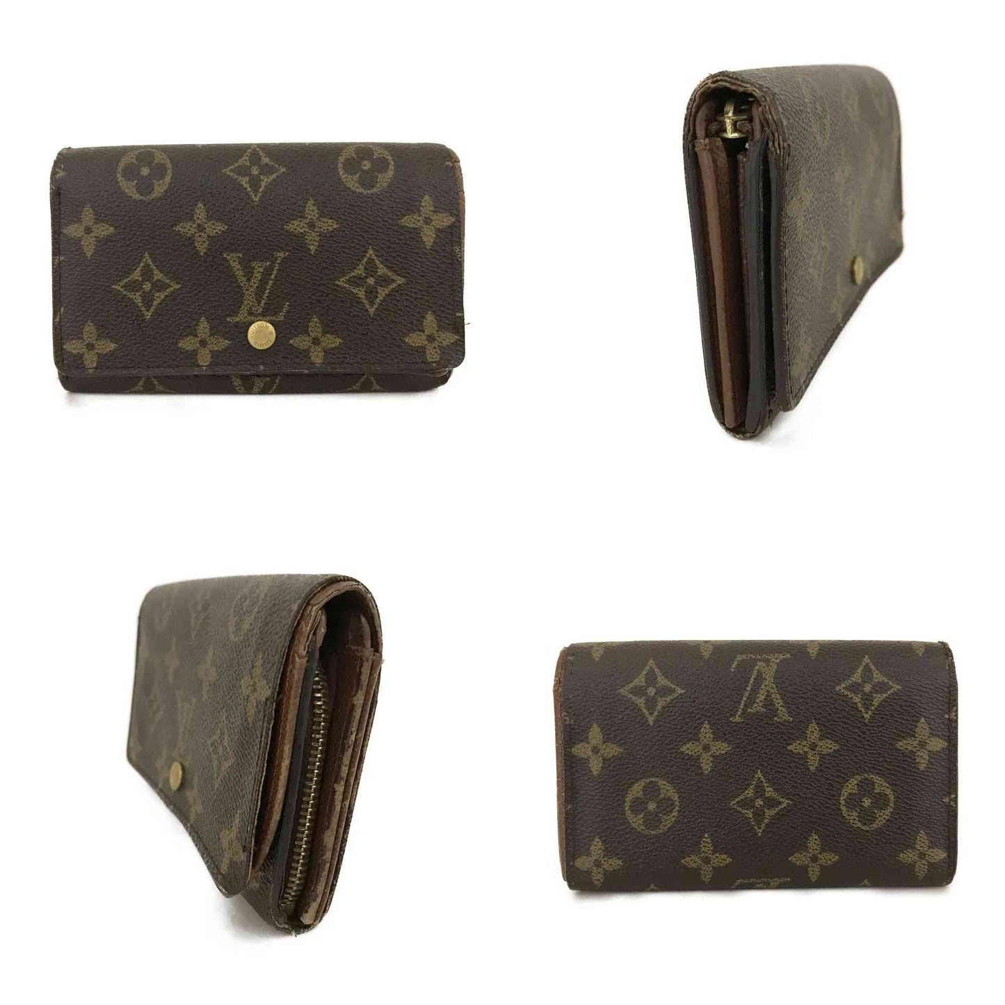 $560 2002 Louis Vuitton Monogram Porte-Monnaie Tresor Wallet CA0072