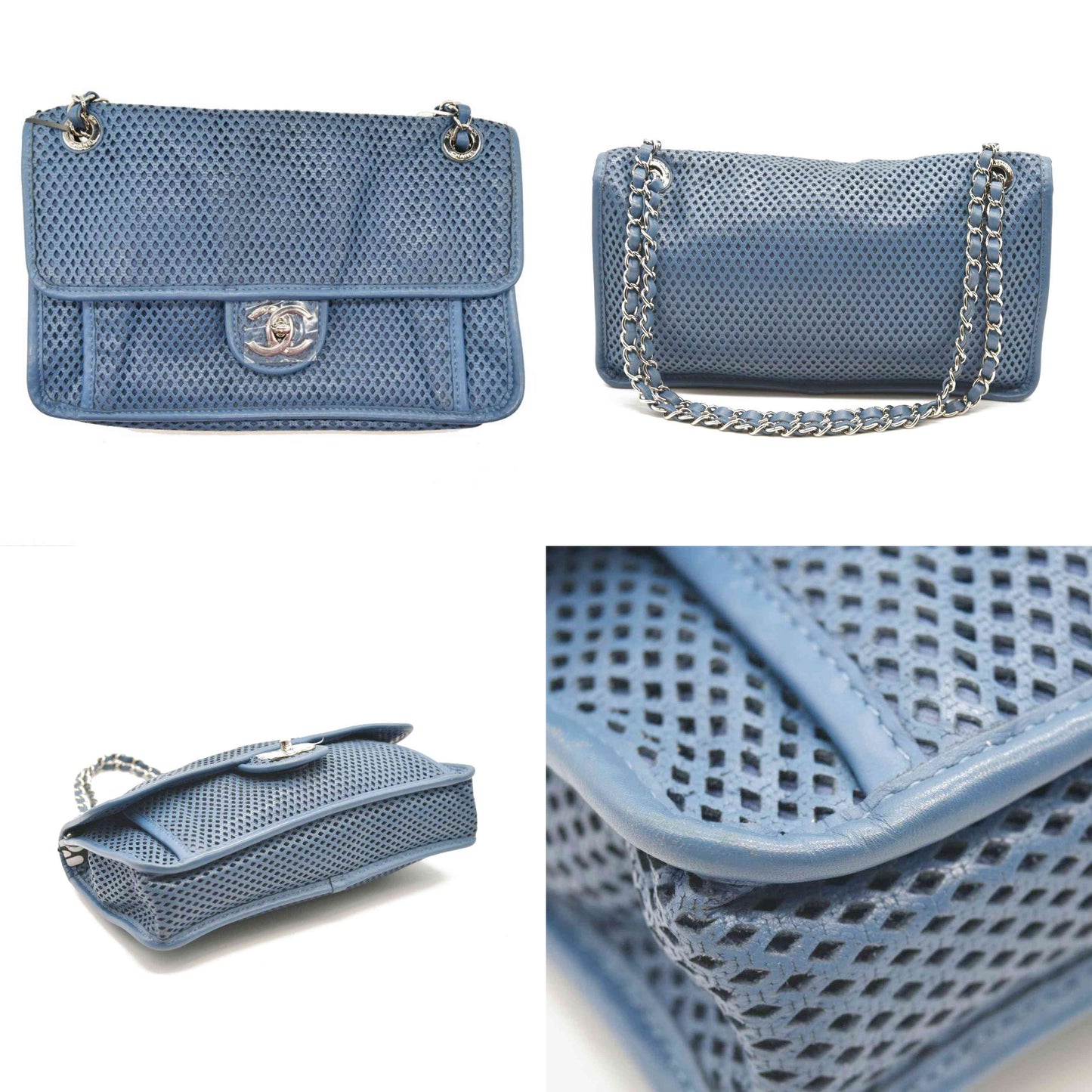 CHANEL Perforated Calfskin Large Up In The Air Flap Blue