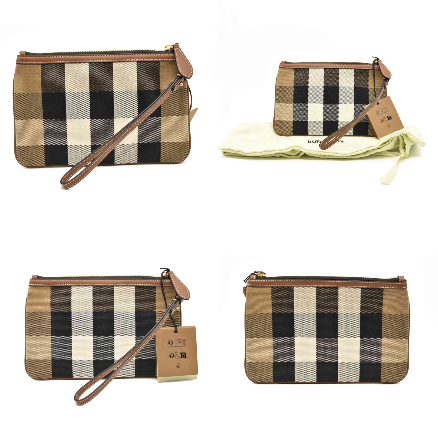 Burberry Peyton Clutch Wristlet Pouch House Check Canvas