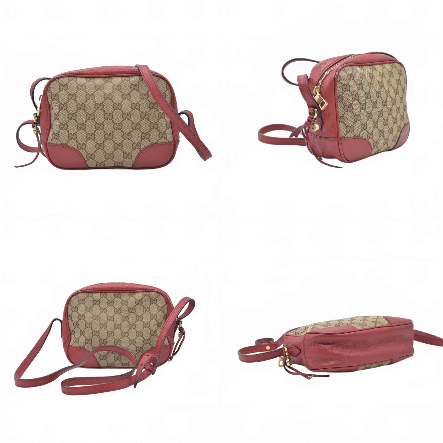 $950 Gucci Monogram Mini Bree Messenger Bag Red
