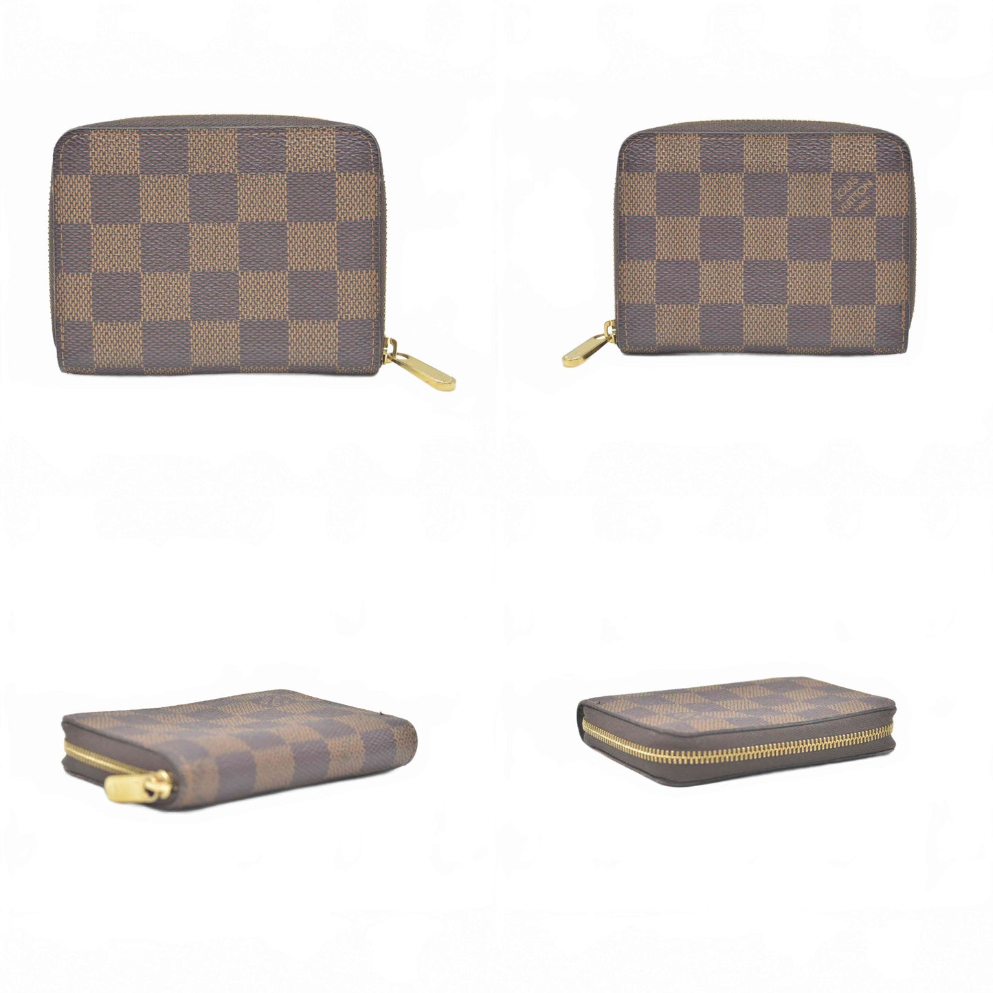 $560 Louis Vuitton RFID Damier Zippy Coin Purse Brown Compact Wallet