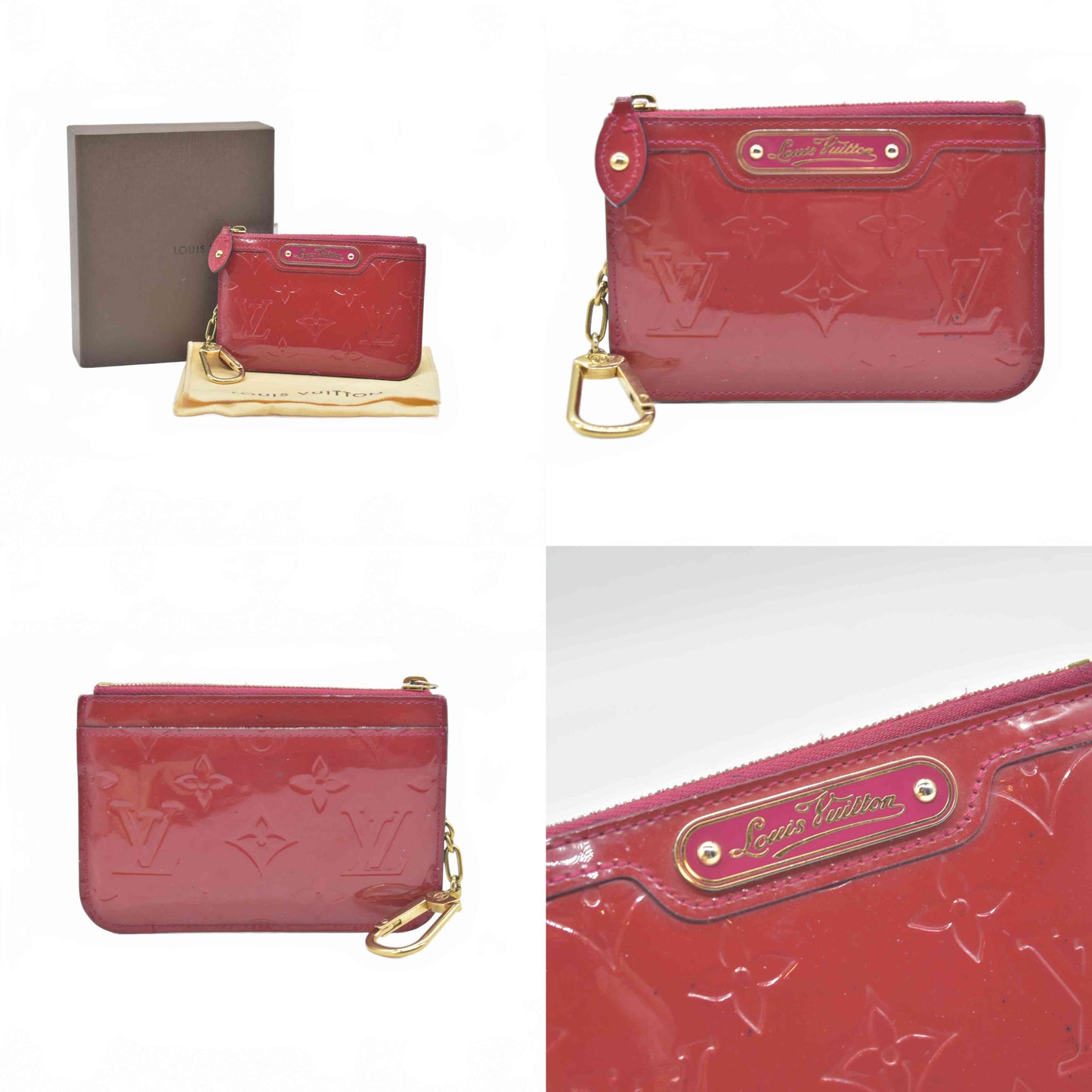 $430 2012 LOUIS VUITTON Monogram Vernis Key Pouch Wallet CA4162